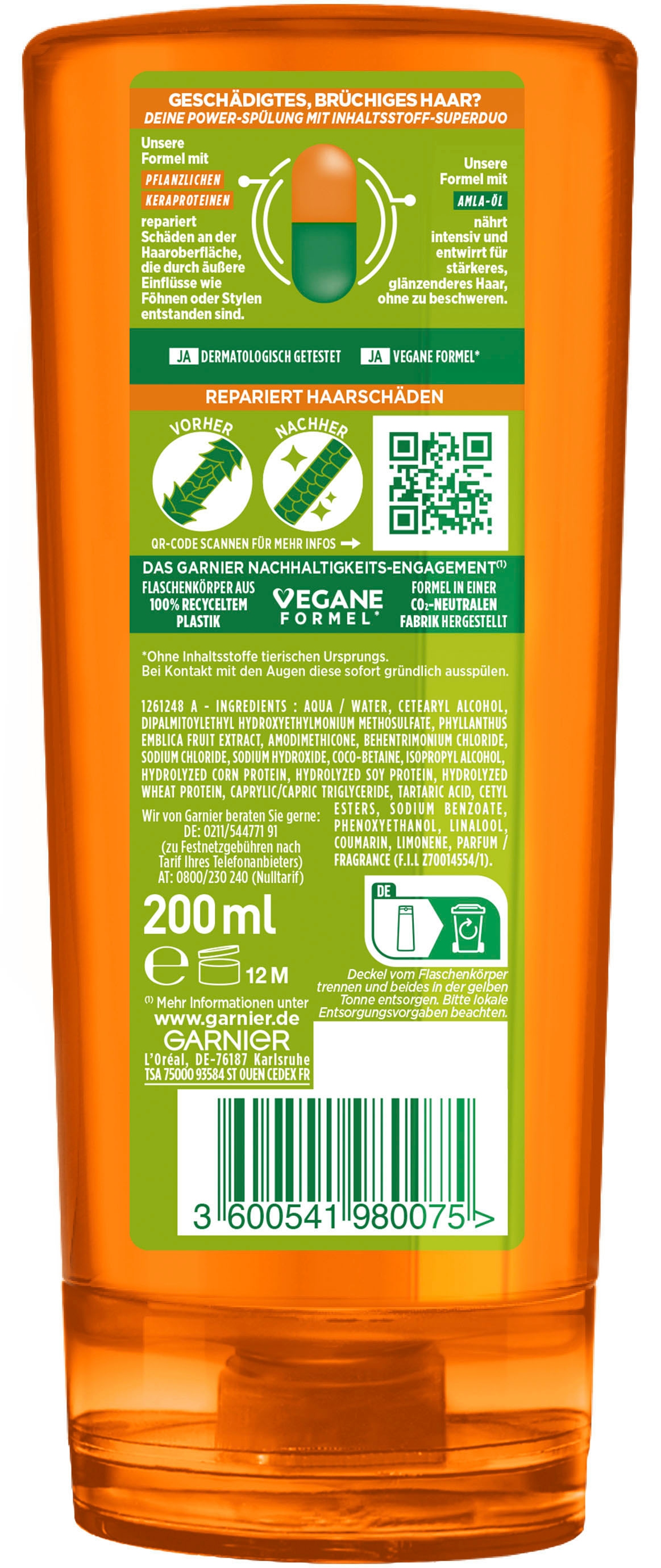 GARNIER Haarspülung »Garnier Fructis Schadenlöscher Spülung«