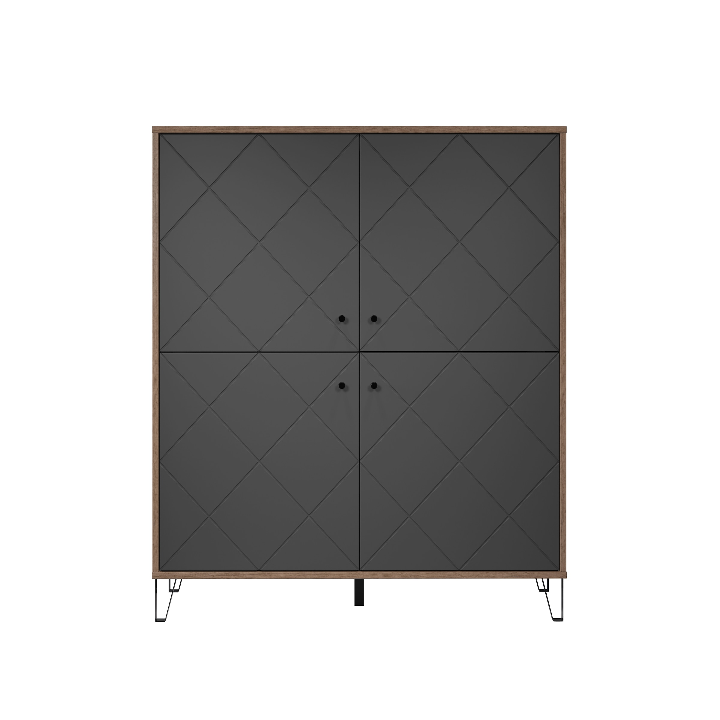 Places of Style Highboard »Molveno«, (1 St.), außergewöhnliches Design mit strukturierten Fronten, Soft-Close