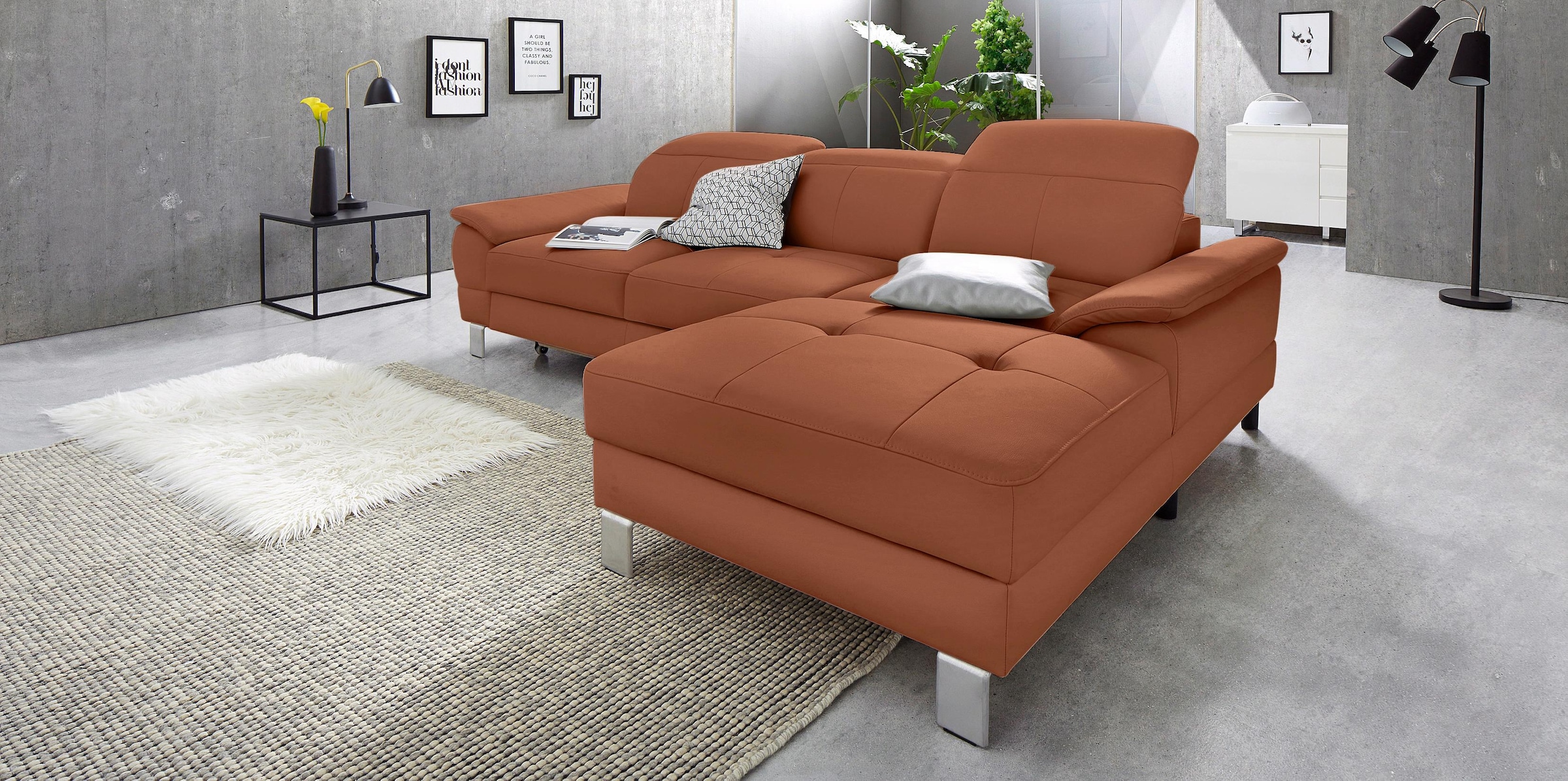 exxpo - sofa fashion Ecksofa »Mantua 2, inkl. Kopf- bzw. Rückenverstellung, bequem, L-Form«, wahlweise mit Bettfunktion und Bettkasten, tolle Verarbeitungsdetails