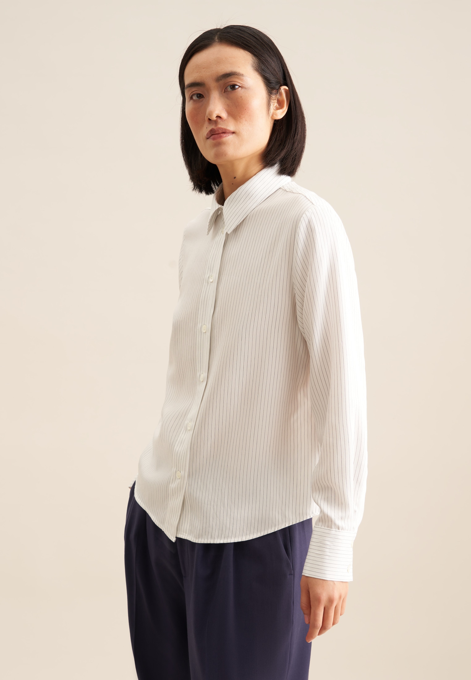 seidensticker Hemdbluse "Schwarze Rose" 1/1 Kragen Streifen günstig online kaufen