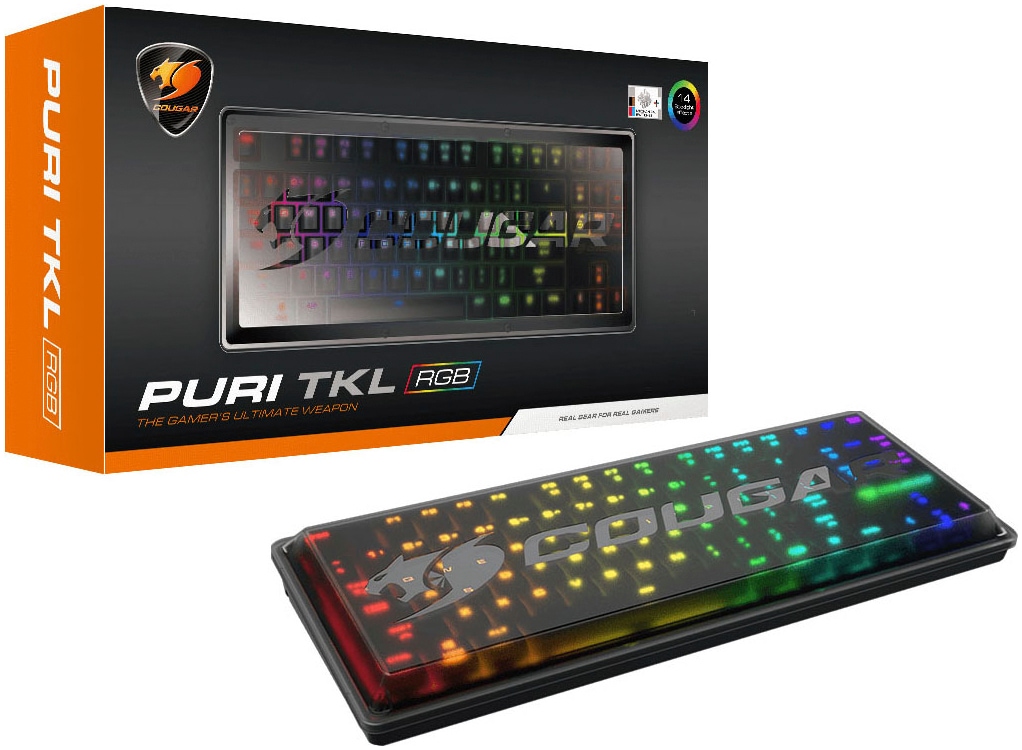 Cougar Gaming-Tastatur »Puri TKL RGB«, (Schutzhülle-Multimedia-Tasten-Funktionstasten-USB-Anschluss)