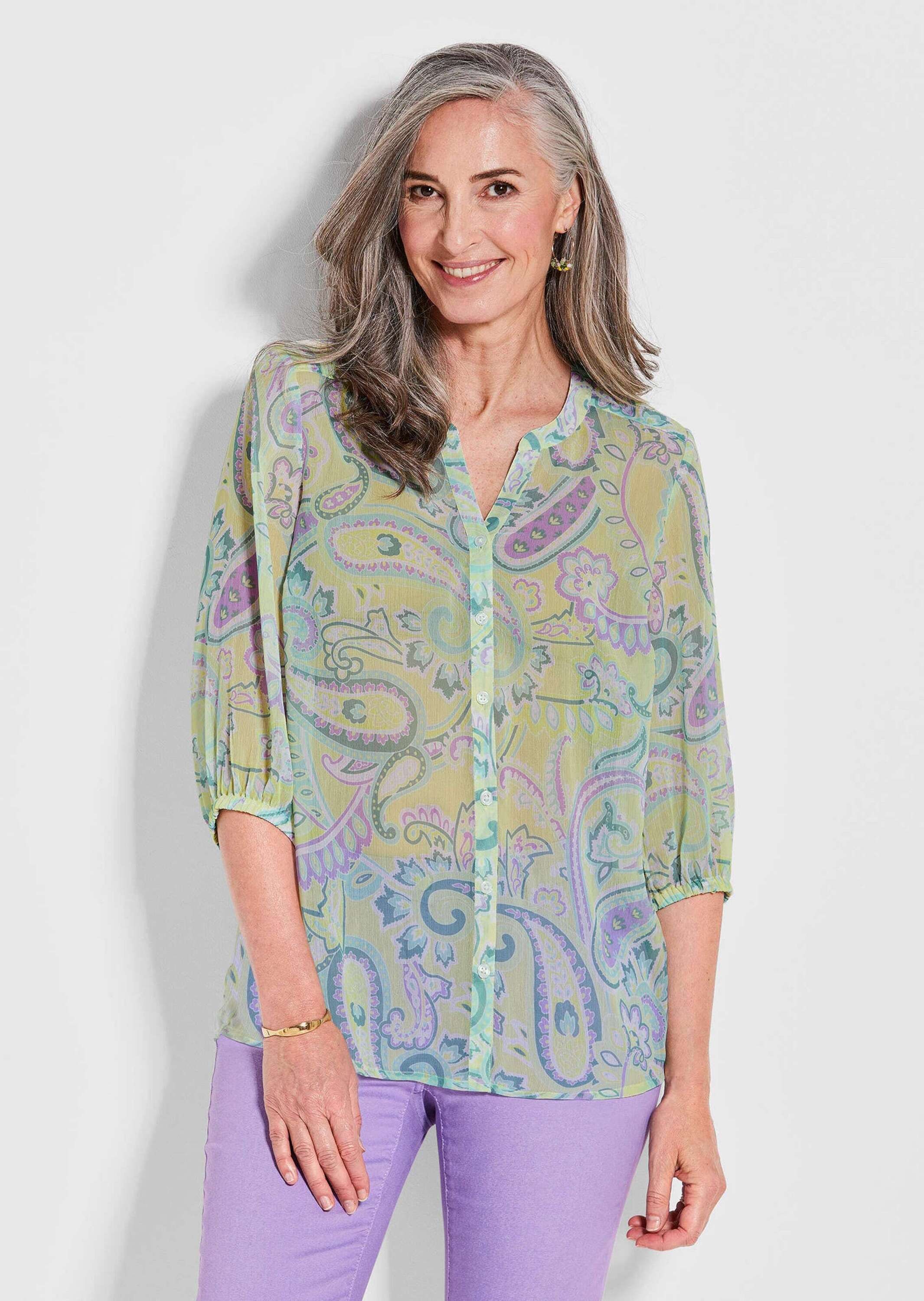 GOLDNER Chiffonbluse »Kurzgröße Druckbluse mit Paisley-Muster«