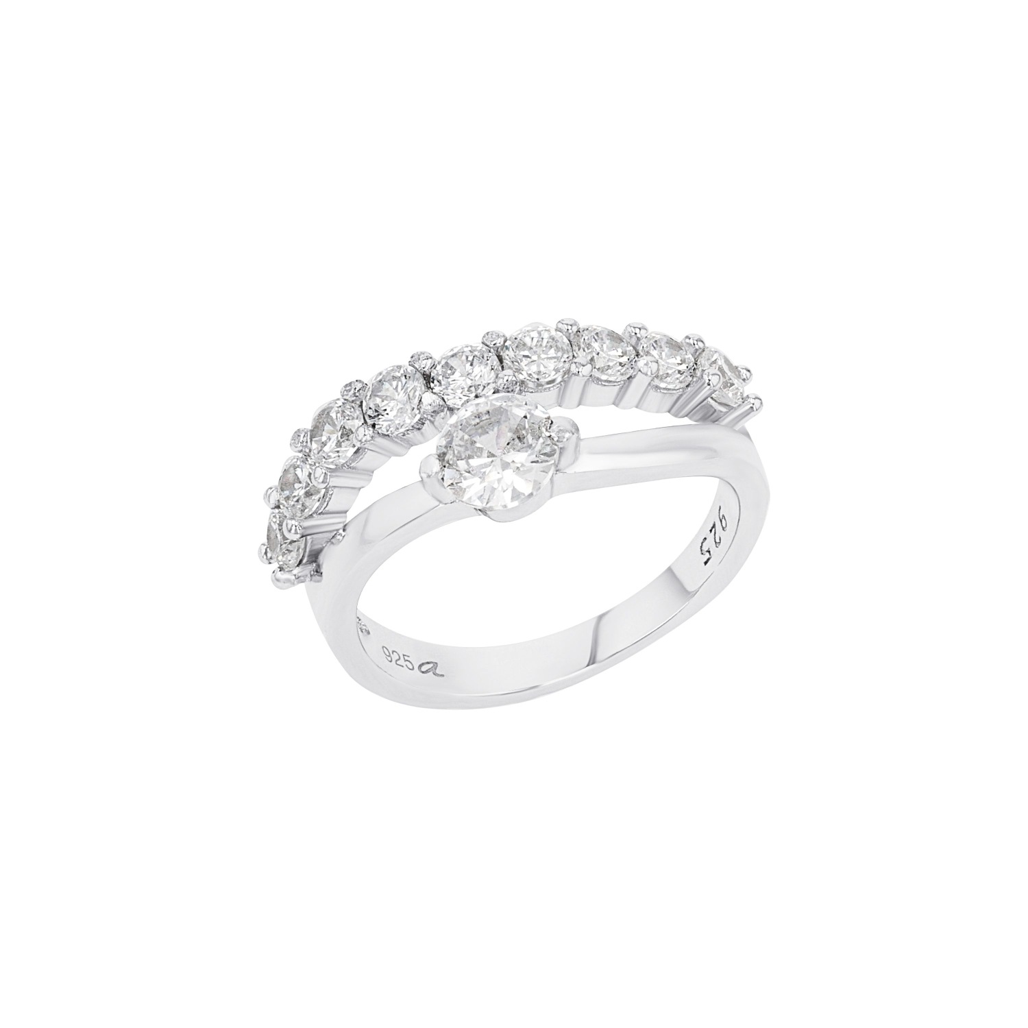 AMOR Damen Fingerring, 60, Silber 925 (Sterlingsilber), 2,5mmsilberfarben, kristallweiß, Silber 925 (Sterlingsilber), Fingerringe, mit Zirkonia