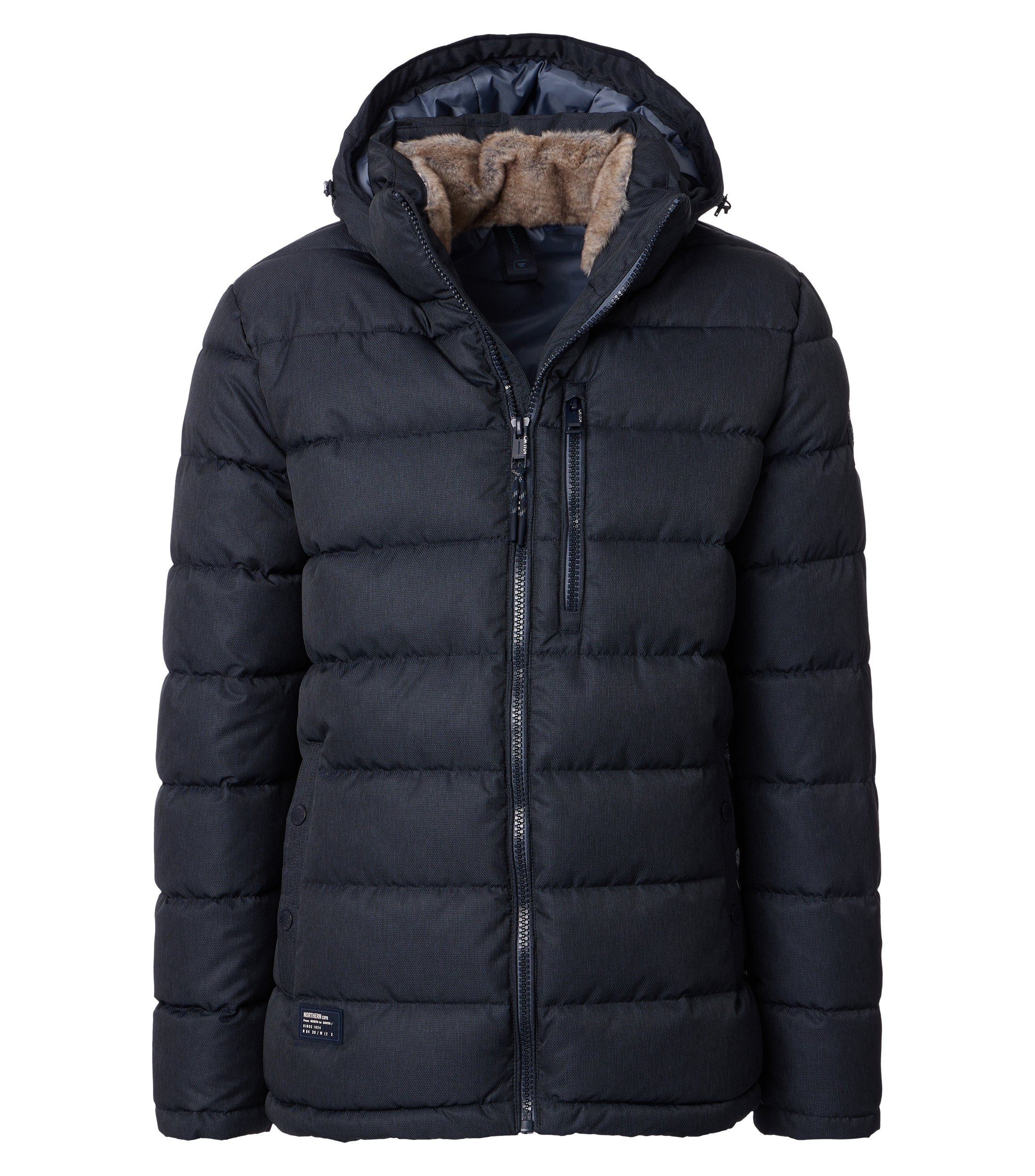 Steppjacke CASAMODA "CASAMODA Steppjacke mit Kapuze uni", Herren, Gr. 3XL, mittelblau, 100% Polyester, Jacken Steppjacke
