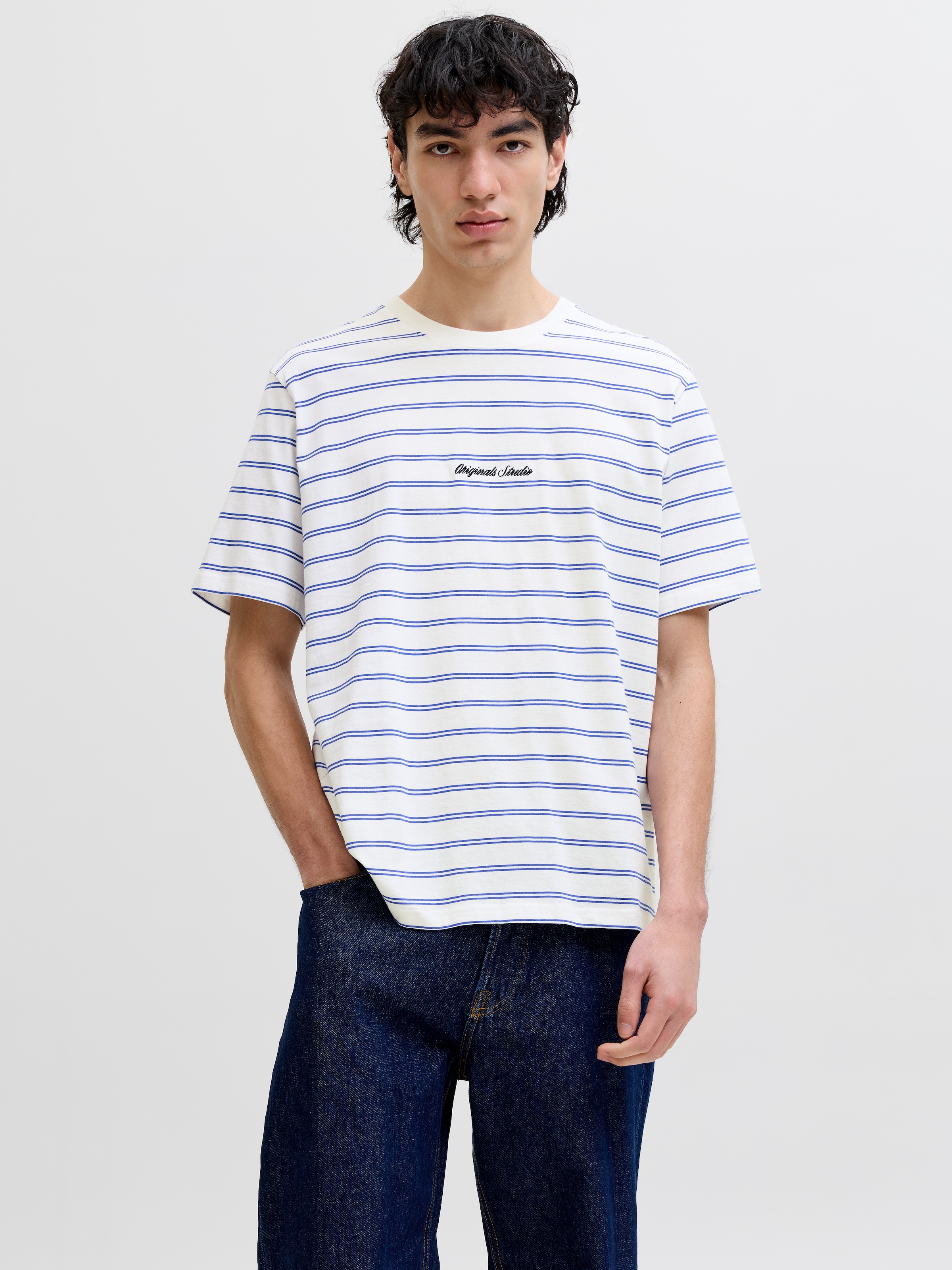 Jack & Jones T-Shirt "JORNORREBRO STRIPE TEE SS CN LN" Baumwolle, relaxed fit