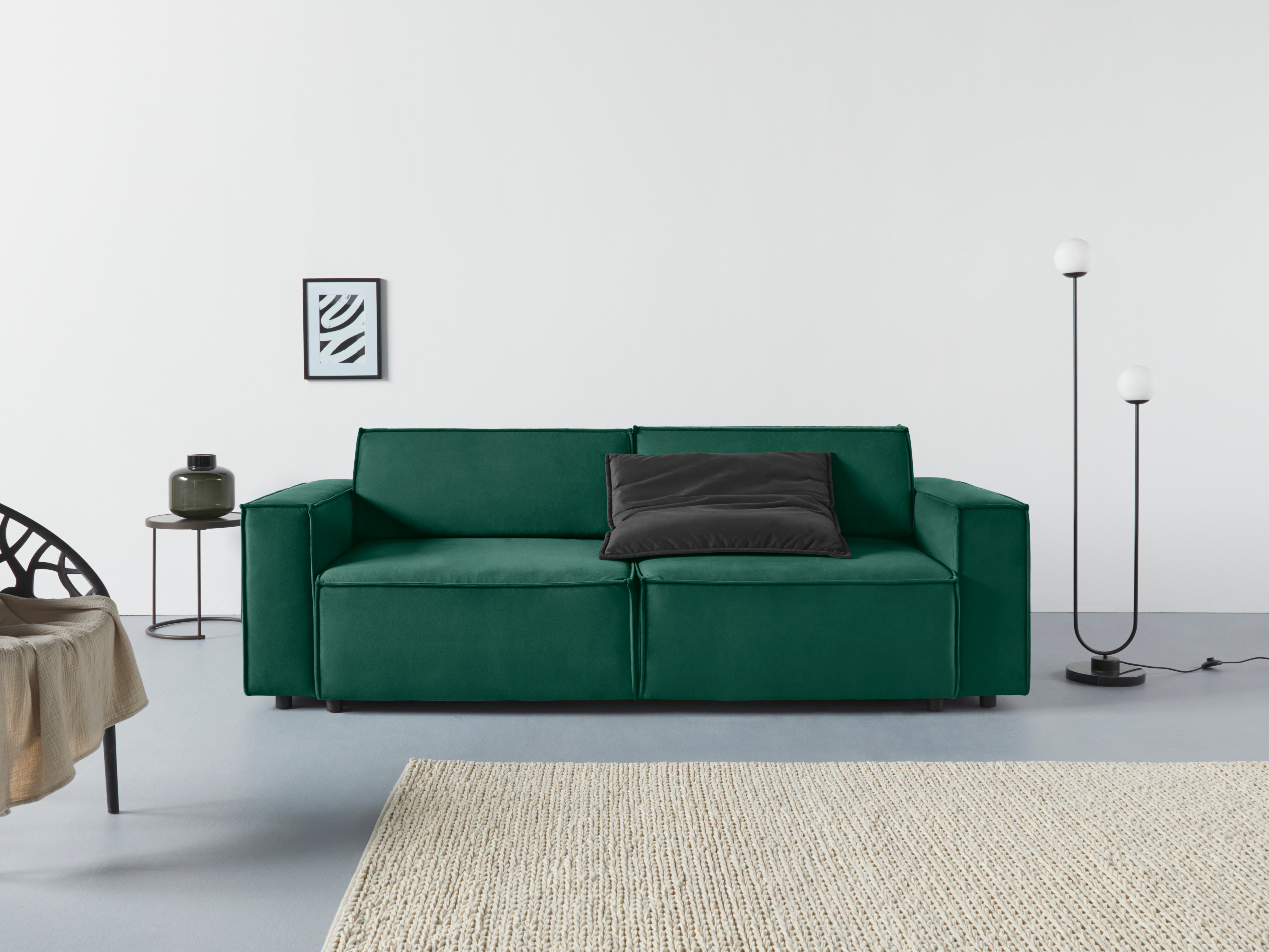 Home affaire Schlafsofa "Marva, B: 245 cm, Liegel. 152x190 cm" Schlaffunktion, Bettkasten & 1 Zierkissen, Federkern