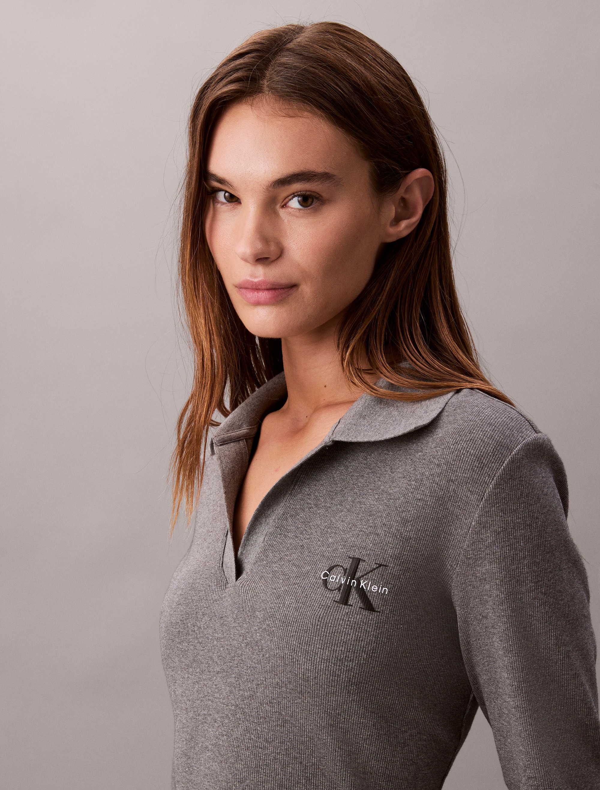 Calvin Klein Jeans Minikleid "LS MONOLOGO RIB POLO MINI DRESS", Polokragen, günstig online kaufen