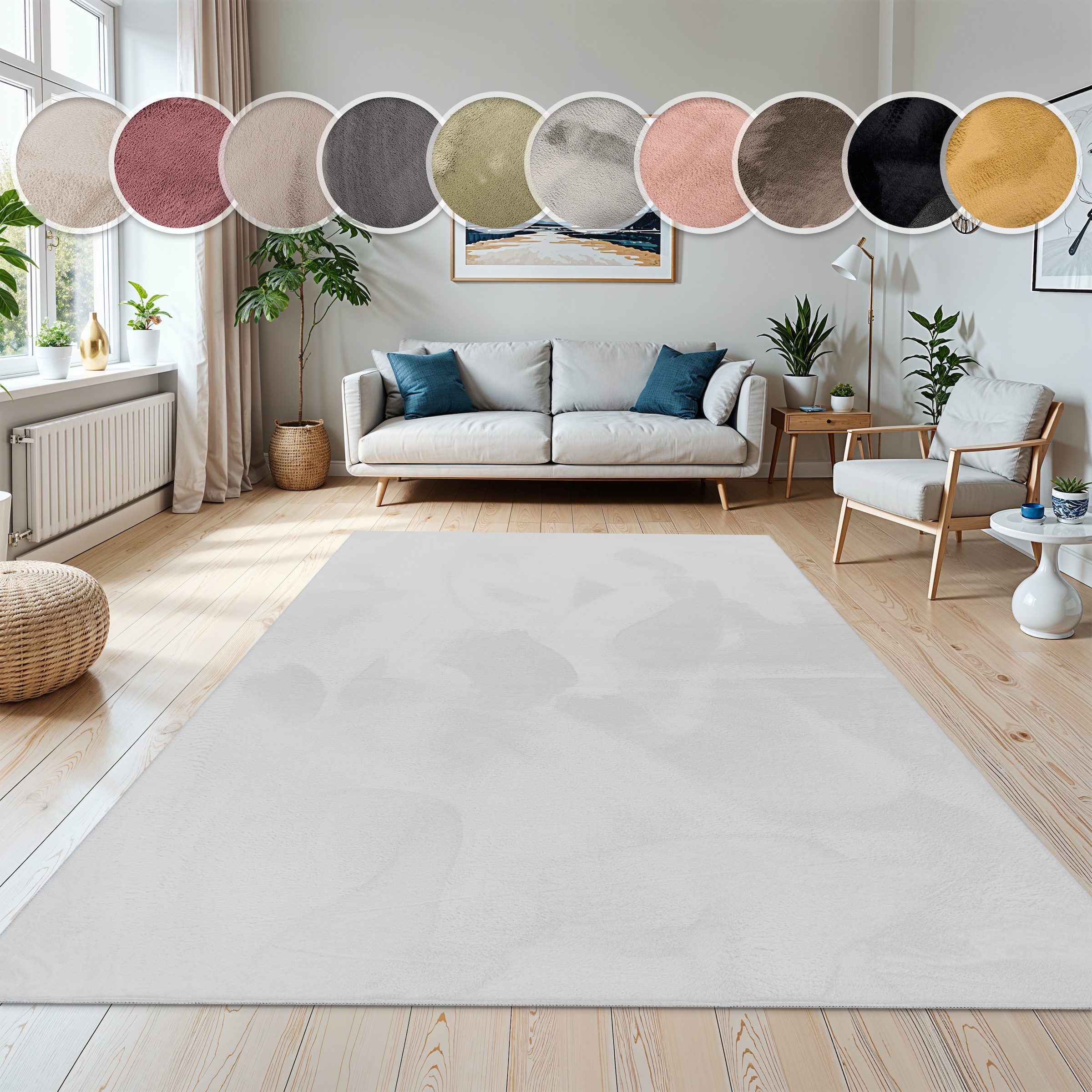 Paco Home Fellteppich "Kunstfell Soft 380" rechteckig 14 mm Höhe Langflor, Kuschelteppich - besonders weich, Uni-Farben