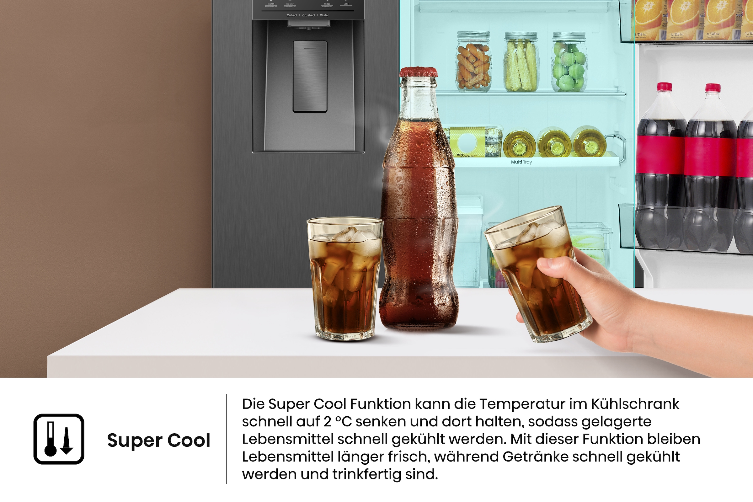 Hisense Side-by-Side »MS91528FC« 178,6 cm hoch 91,1 cm breit mit Wasser-/Eisspender, kein Festwasseranschluss dank Tank