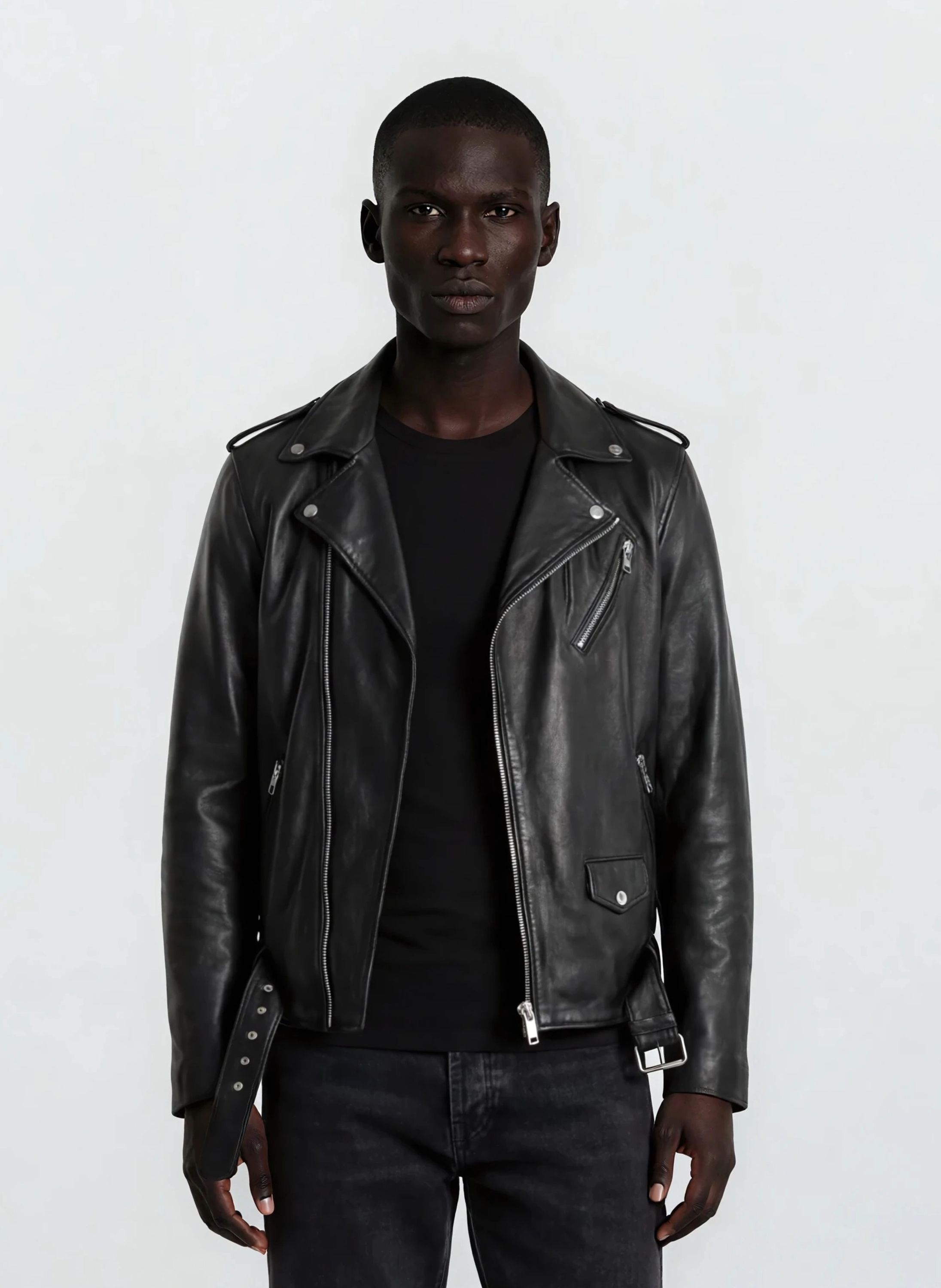 trueprodigy Lederjacke "Easton Diverse Reißverschlüsse und Gürtel" ohne Kapuze