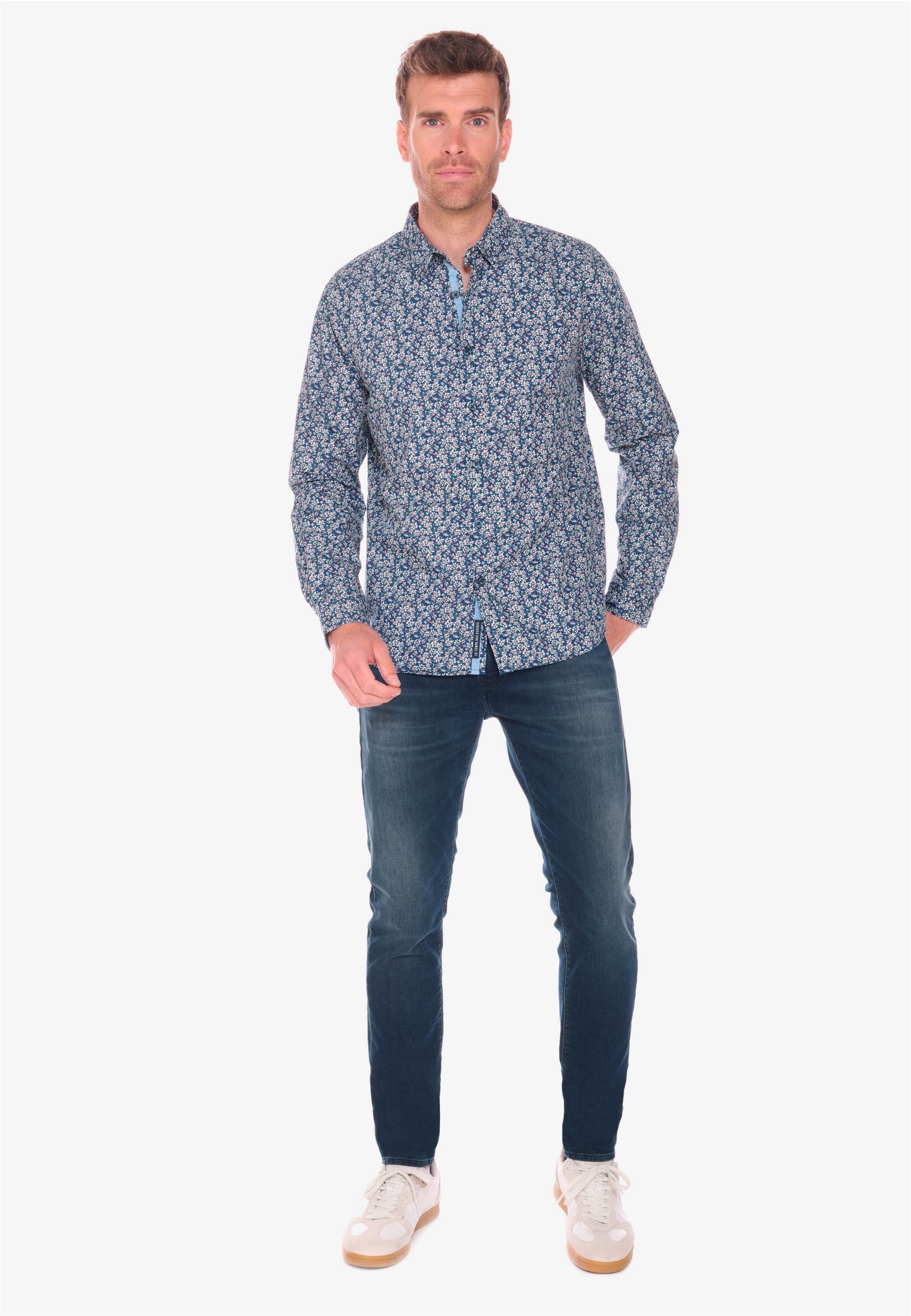 Le Temps Des Cerises Langarmhemd »FUSAR«, mit stylischem Allover-Muster