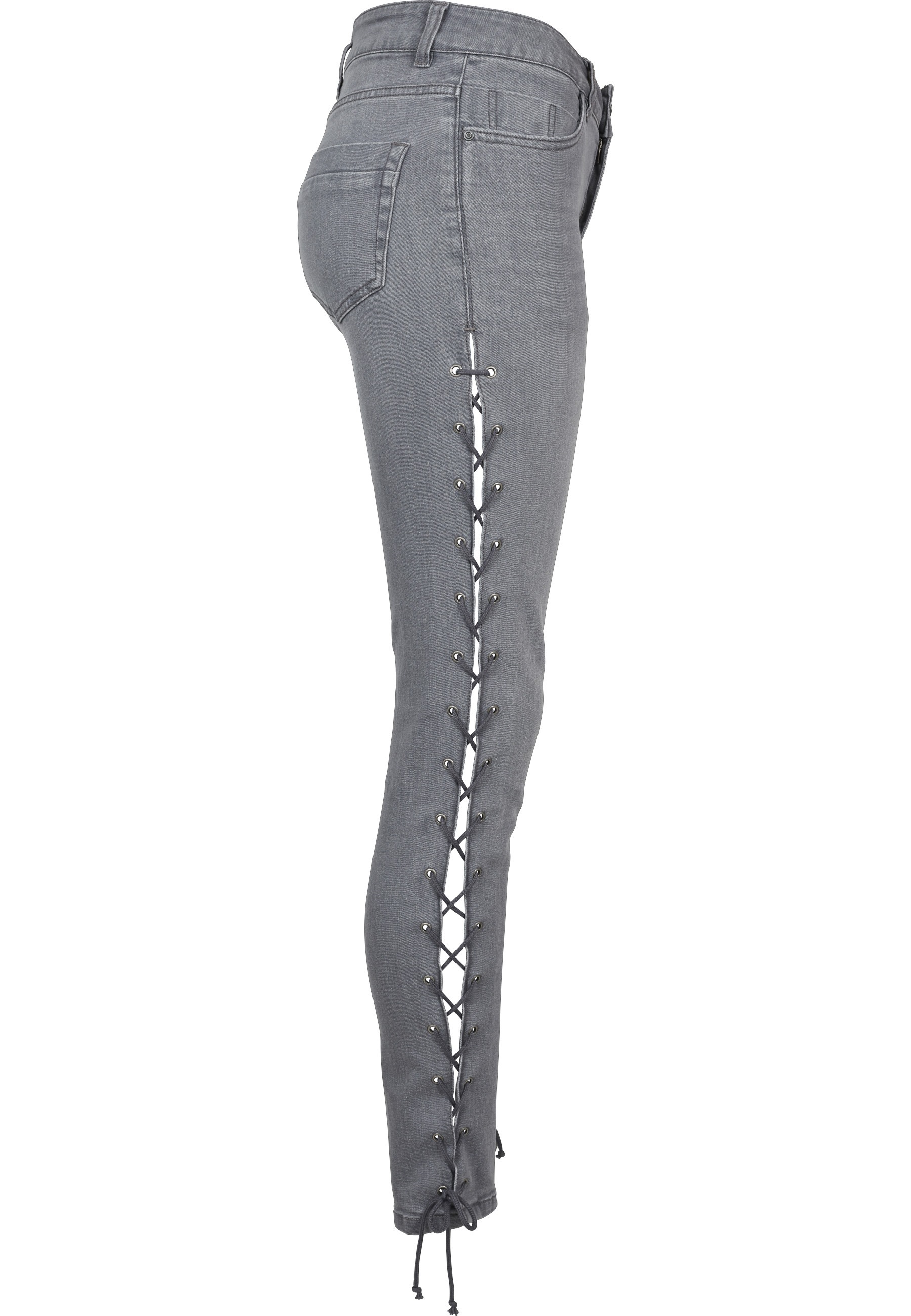 URBAN CLASSICS Bequeme Jeans »Urban Classics Damen Ladies Denim Lace Up Skinny Pants« 1 Stk.