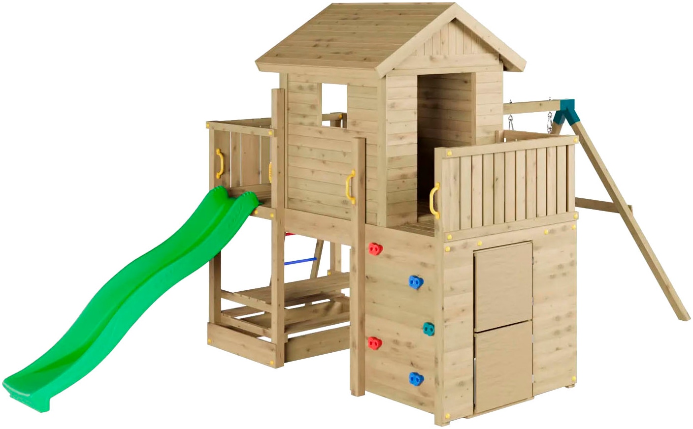 FUNGOO Spielturm »Multifort, mit Haus, Veranda, Rutsche und Schaukel«, Made in Europe