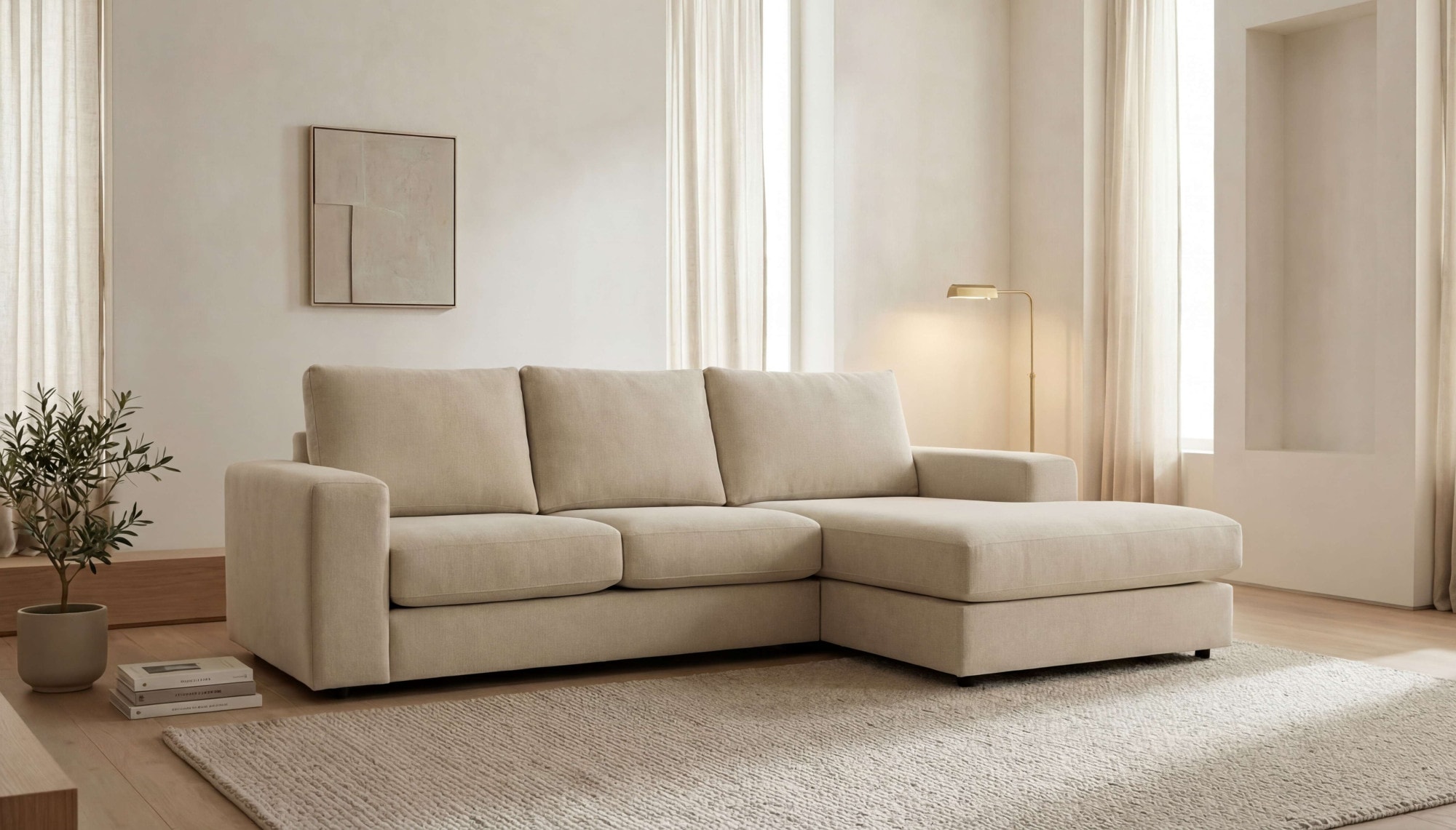 OTTO home Ecksofa »Nivette, weiches Chenille« Breite 269 cm, L-Form, bodentief, mit Wellenunterfederung