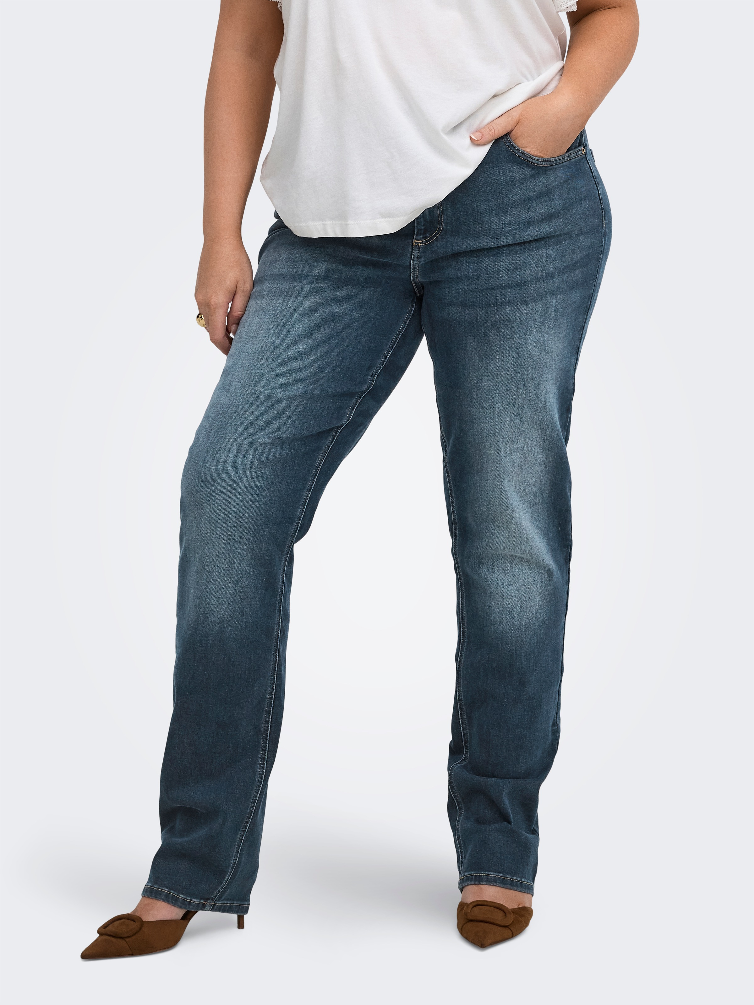 ONLY CARMAKOMA Straight-Jeans "CARWILLY HW STRAIGHT DNM DOT529 NOOS" Baumwollmischung, High Waist