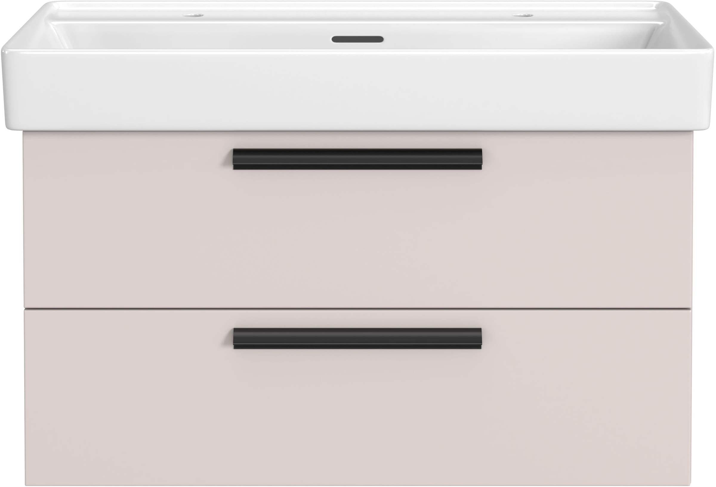 welltime Waschtisch »SALVADA, Softclose-Auszüge, Keramikbecken« Maße (B/T/H): 100/48/63 cm,  Kaschmir, Lochbohrung für zwei Armaturen, Anti-Finger-Print