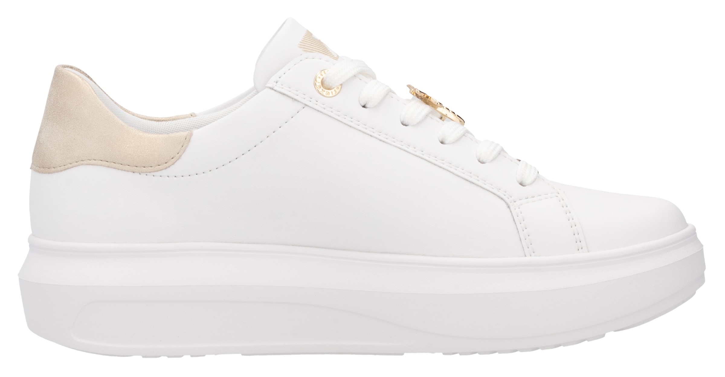 RIEKER Sport Plateausneaker, mit stylischen Metallic-Details, Freizeitschuh, Halbschuh, Schnürschuh