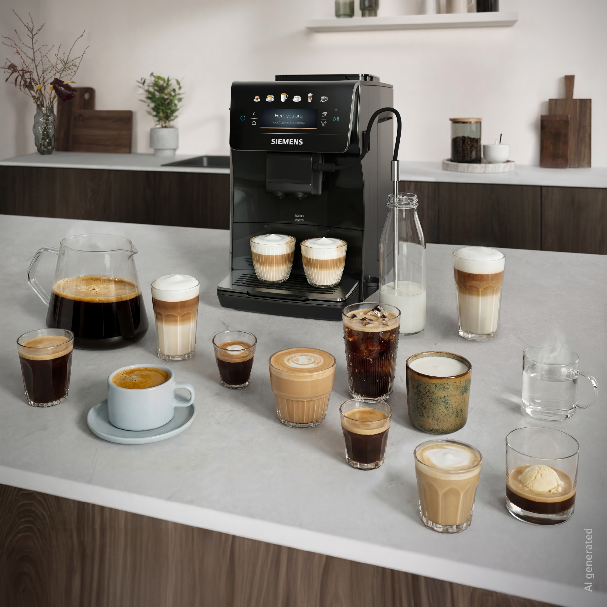 SIEMENS Kaffeevollautomat »EQ600 TP601E09, 6 Getränke, XL-Getränke, bis zu 480ml, Kannenfunktion« Doppeltassenfunktion,Keramikmahlwerk, entnehmbare Brüheinheit, Schwarz