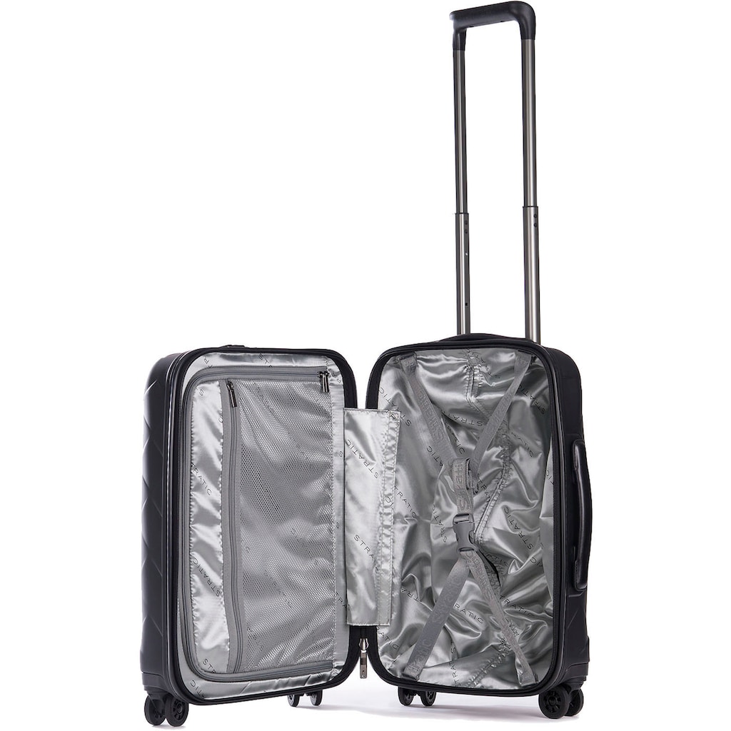 Stratic Hartschalen-Trolley »Leather&More S mit Vortasche, matt black«, 4 Rollen