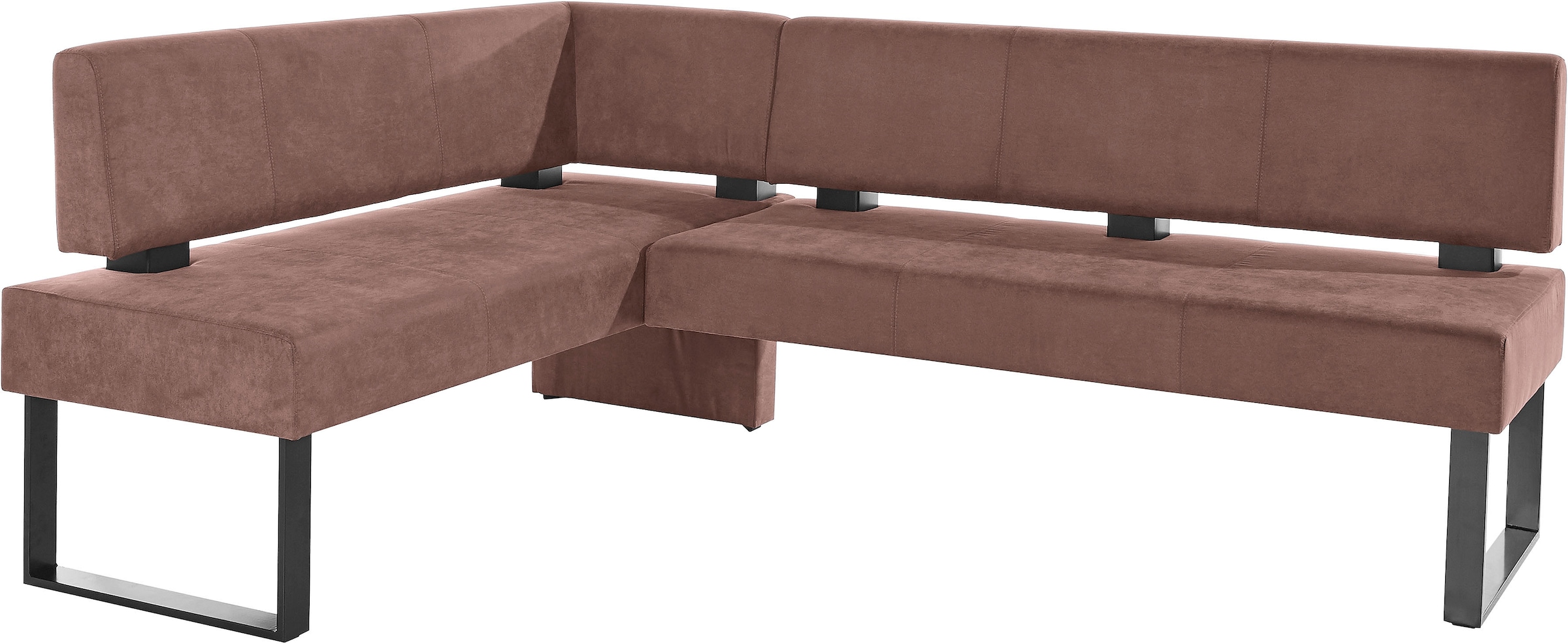 Eckbank OTTO HOME "Oliver mit Metallgestell, Küchenbank", braun (braun, schwarz), B:180cm H:89cm T:140cm, Holzwerkstoff, Massivholz, Polyester, Sitzbänke, Eckbank, verschiedene Bezüge Cord Esszimmerbank OTTOs Choice
