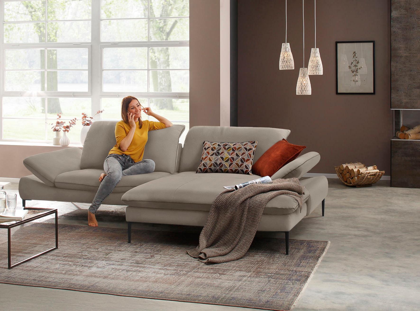 W.SCHILLIG Ecksofa »enjoy&MORE, Designsofa, elegant und bequem, L-Form«, Sitztiefenverstellung, Füße schwarz pulverbeschichtet, Breite 294 cm