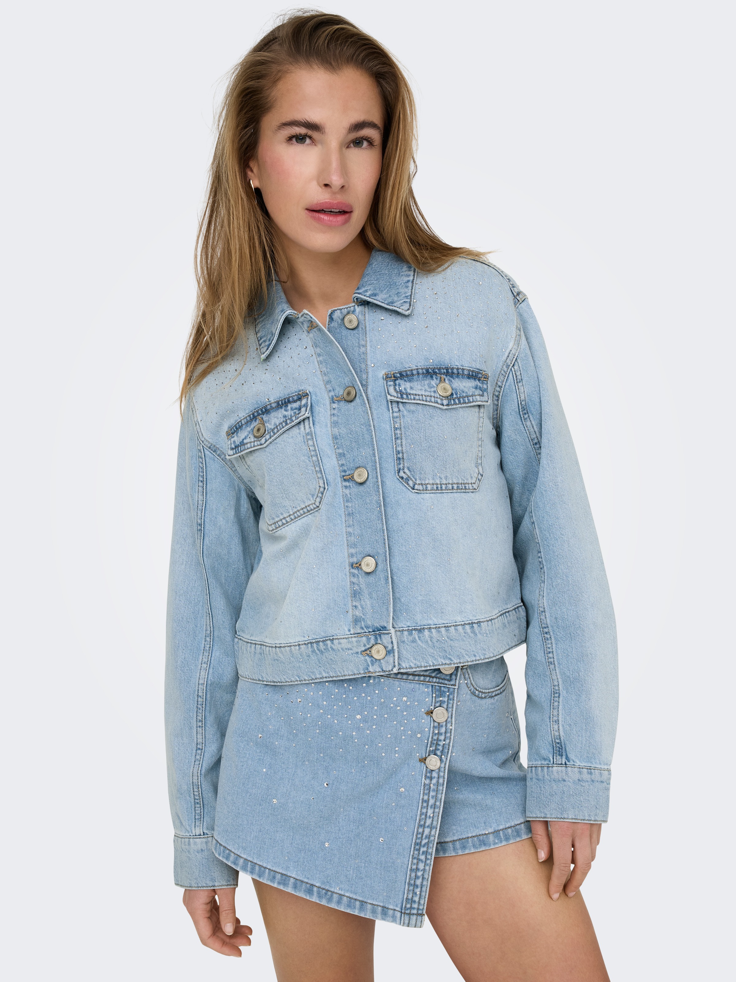 ONLY Jeansjacke "ONLLUMI LS RHINESTONE JACKET DNM PIM" günstig online kaufen