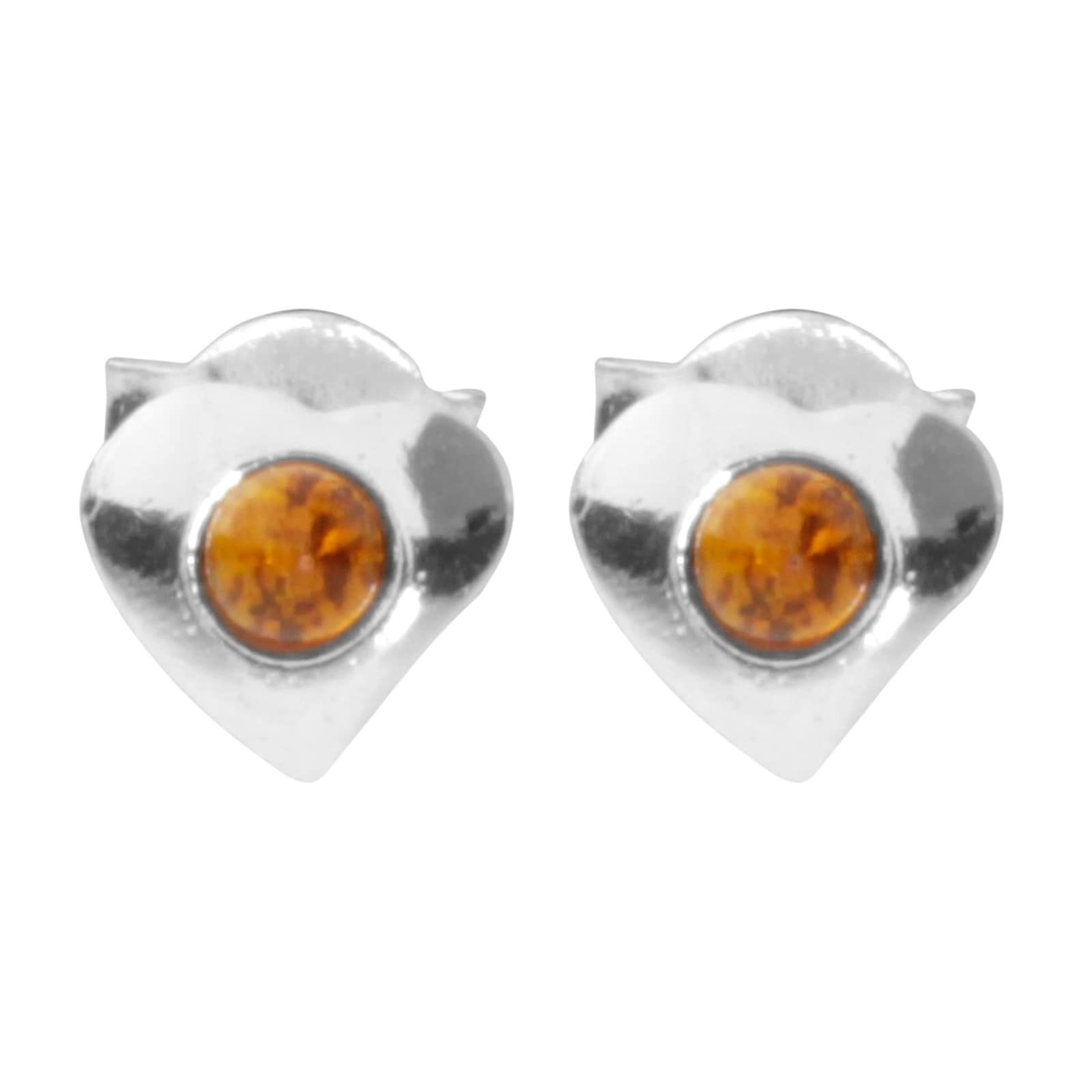 OSTSEE-SCHMUCK Paar Ohrstecker »- Herz - Silber 925/000 - Bernstein«