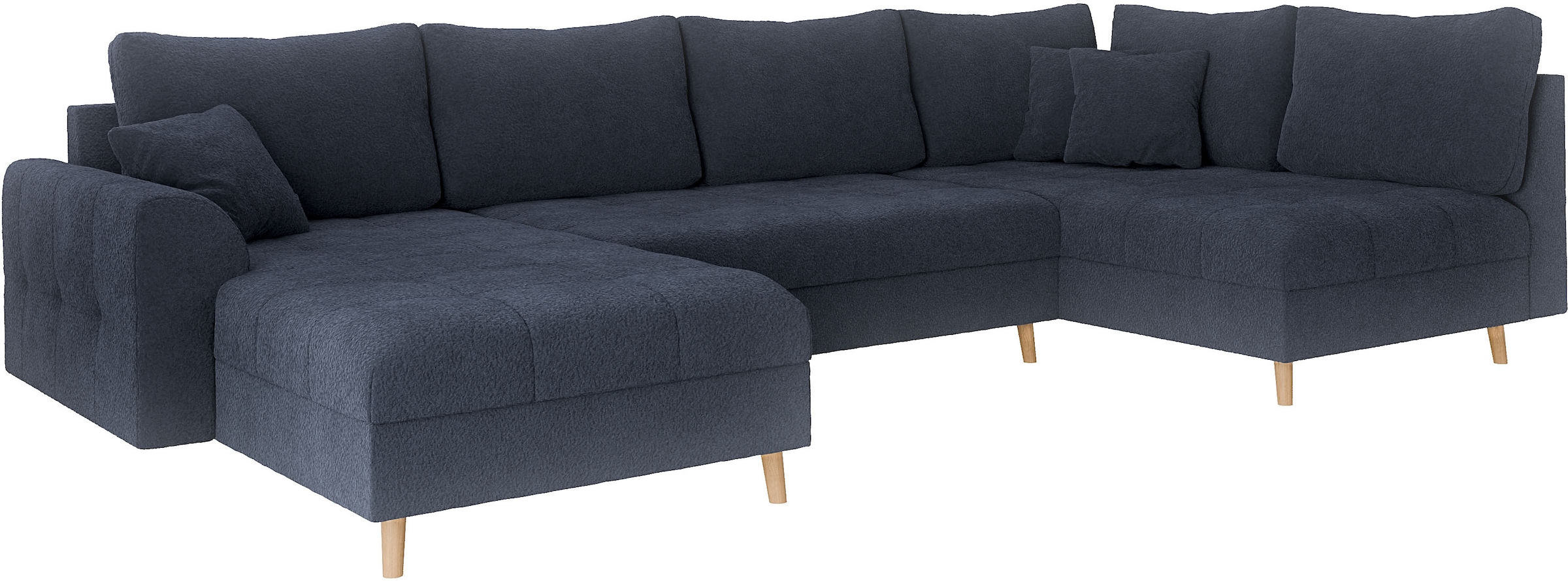 Home affaire Wohnlandschaft »CHARRE U-Form mit Ottomane, Maße B/T/H: 310/161/81 cm«, feine Steppung, lose Rücken- und Zierkissen, auch in Cord und Bouclé