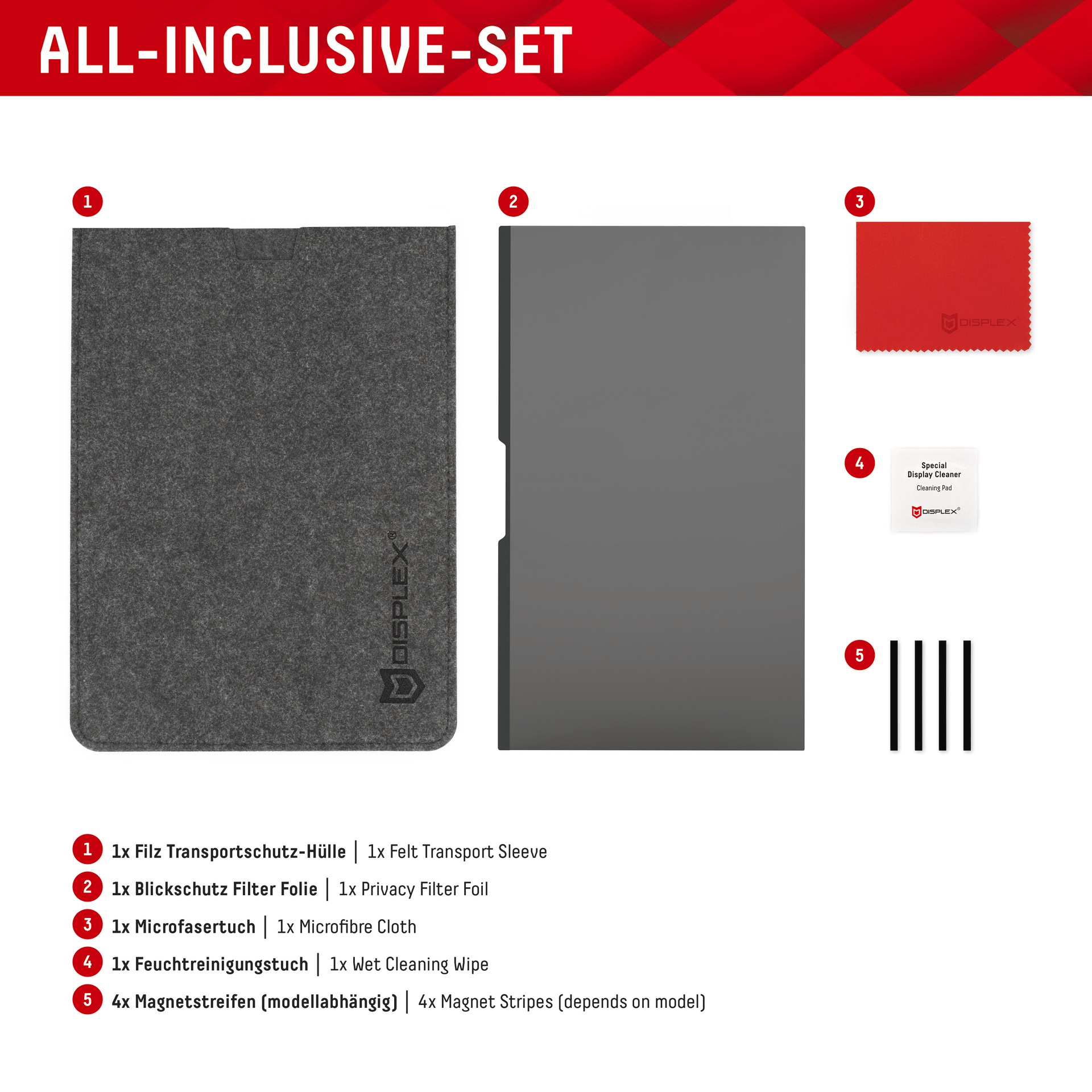 Displex Displayschutzfolie »Privacy Safe Universal (magnetisch) 14 Zoll 16:10«, Displayschutz, Schutzfolie, Bildschirmschutz, kratz- & stoßfest