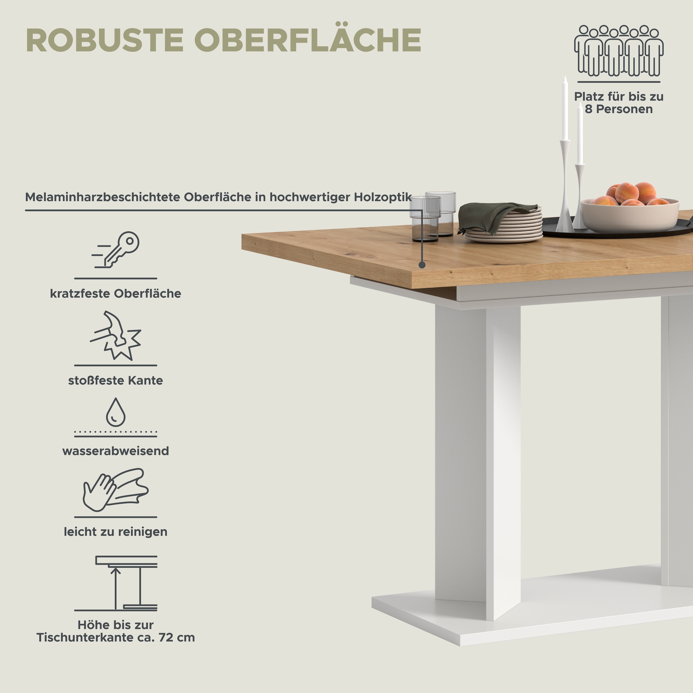 Home affaire Esstisch »GERO, 120-160 cm, ausziehbar, Säulengestell« in verschiedenen Ausführungen erhältlich, 1 Stk. tlg. Tisch, Esstisch, Esszimmer, Esszimmertisch, Küchetisch, Bartisch