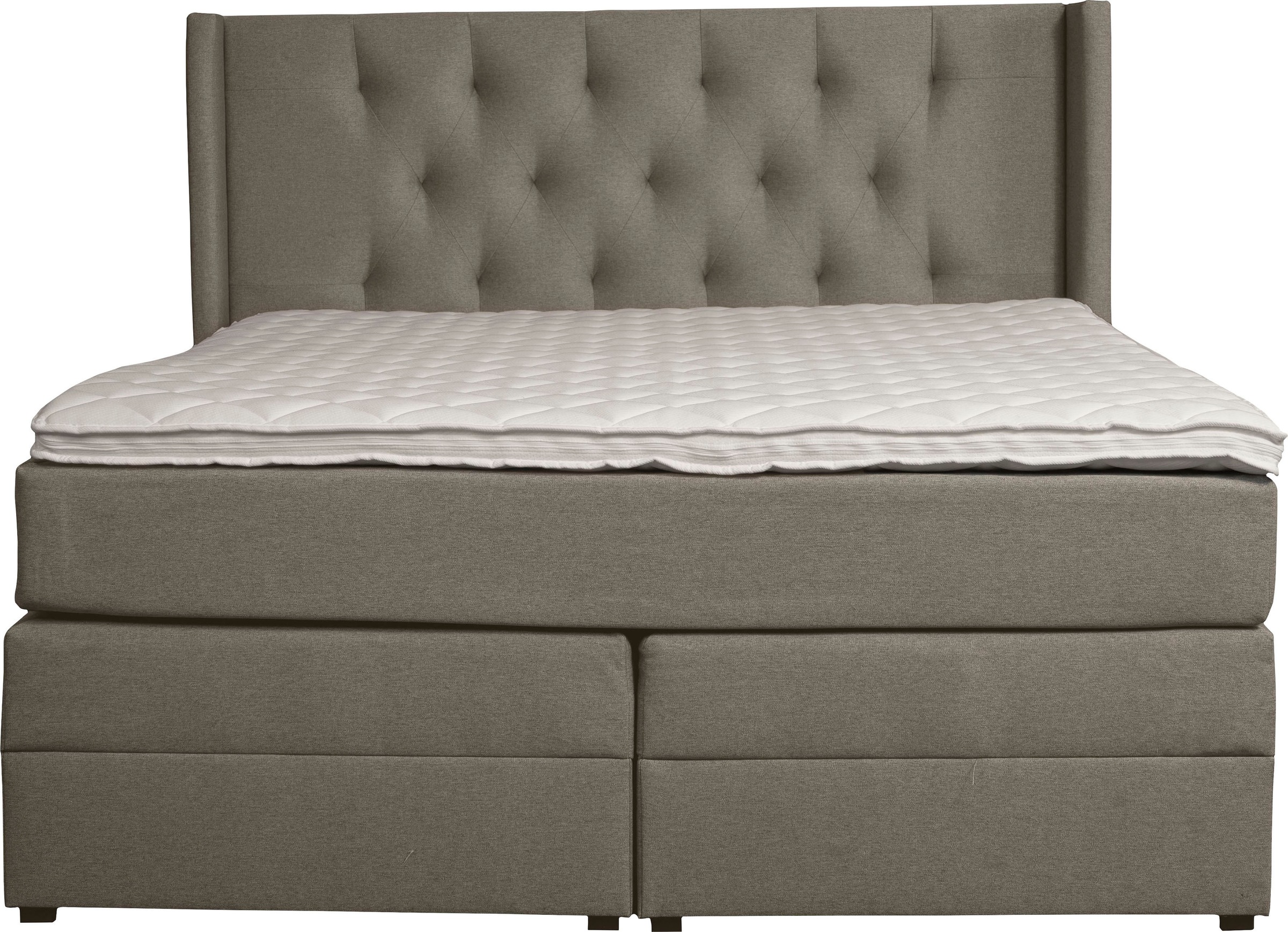 Boxspringbett HOME AFFAIRE "Elegance", grau, B:161cm L:210cm, Samtoptik (100% Polyester);Struktur (100% Polyester), Komplettbetten, Boxspringbett, mit schöner Knopfheftung, in den Härtegraden H2 & H3, inkl. Schubladen 9