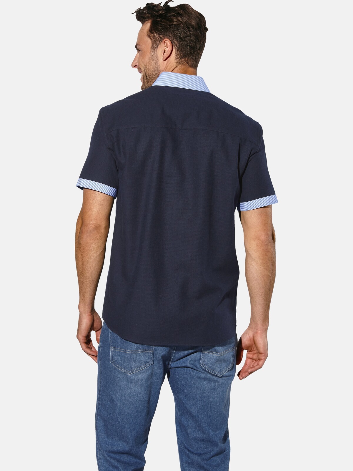 Kurzarmhemd BABISTA "Kurzarmhemd FLOREVETTO", Herren, Gr. M, weit, blau (dunkelblau), Obermaterial: 100% Baumwolle CO., Hemden 2