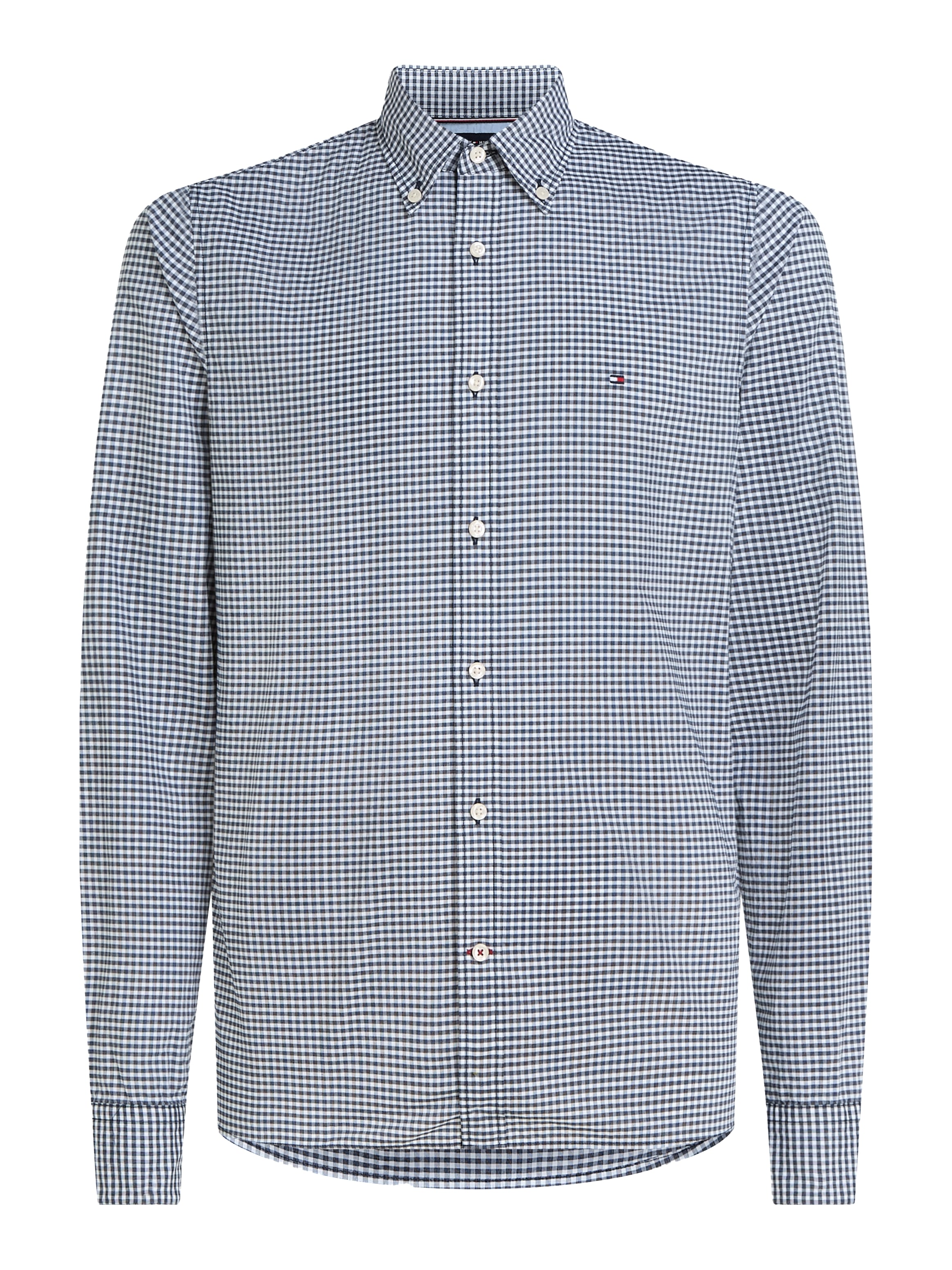 Tommy Hilfiger Karohemd »FLEX TEXTURED GINGHAM SF SHIRT«, mit kleiner Logostickerei