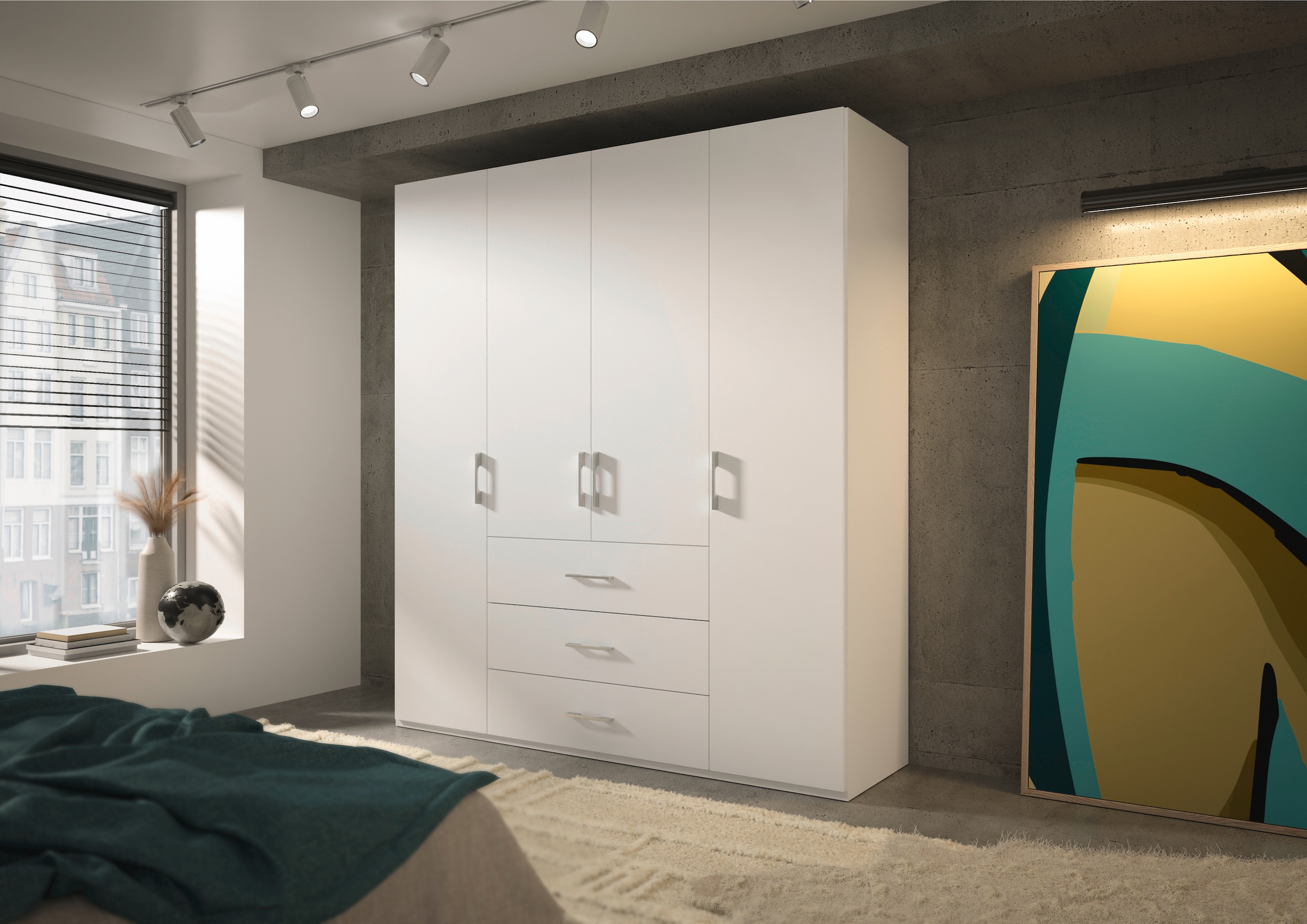 set one by Musterring Drehtürenschrank »Henderson« mit 3 Schubladen, inkl. Fachböden und Kleiderstangen