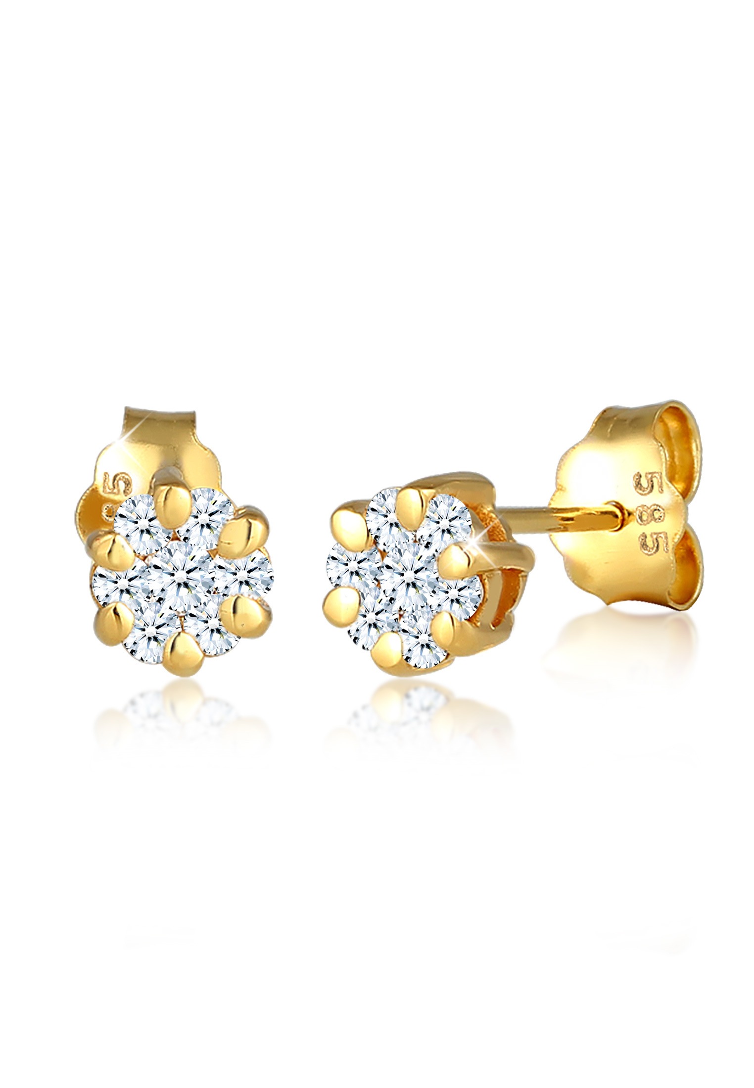 Elli DIAMONDS Paar Ohrstecker »Blume Diamant (0.24 ct.) 585 Gelbgold«