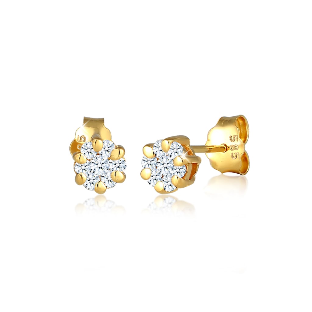 Elli DIAMONDS Paar Ohrstecker »Blume Diamant (0.24 ct.) 585 Gelbgold«