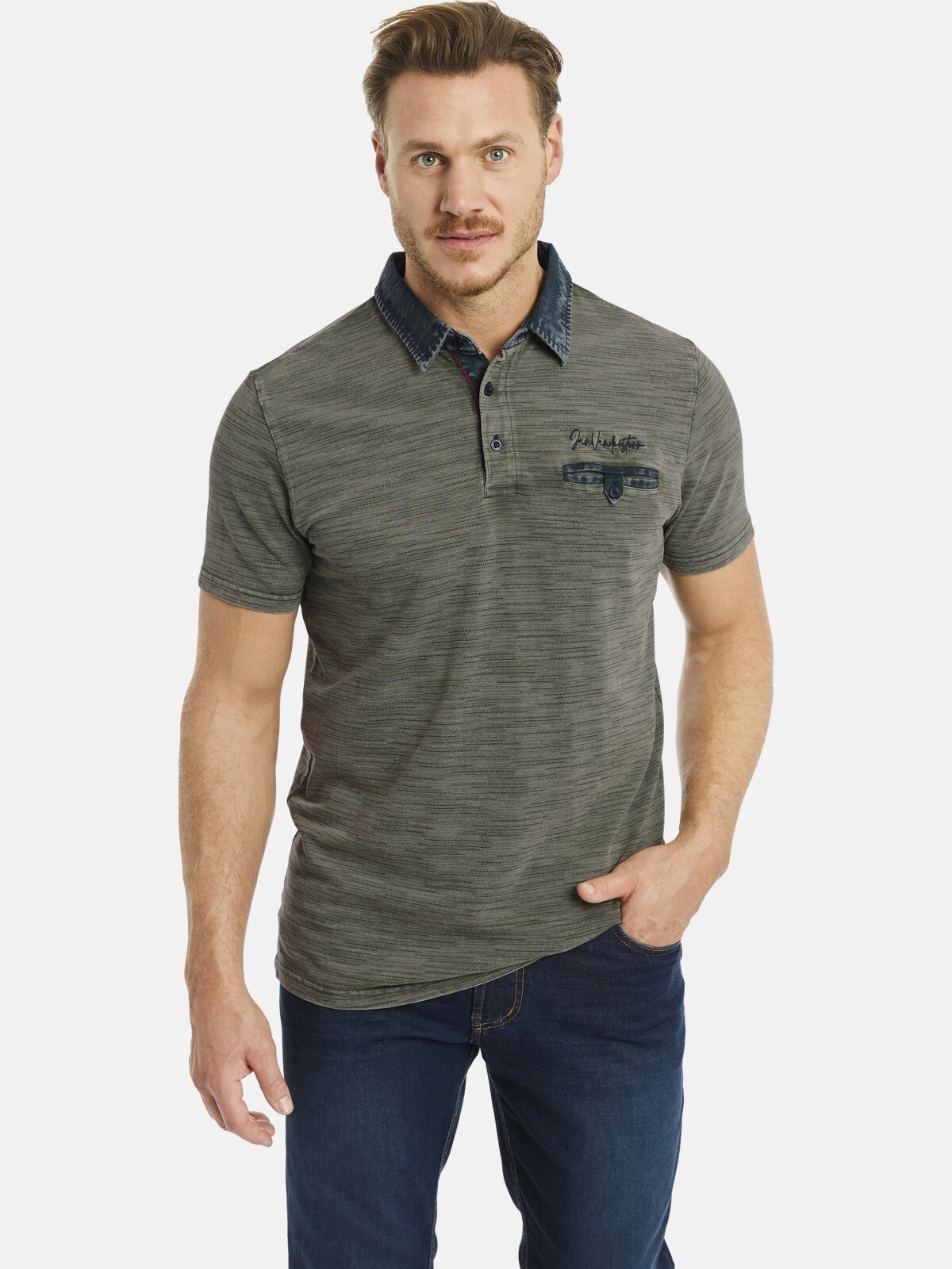 Jan Vanderstorm Poloshirt "Poloshirt CAMILLO" 1 mit Kragen im Jeanslook günstig online kaufen