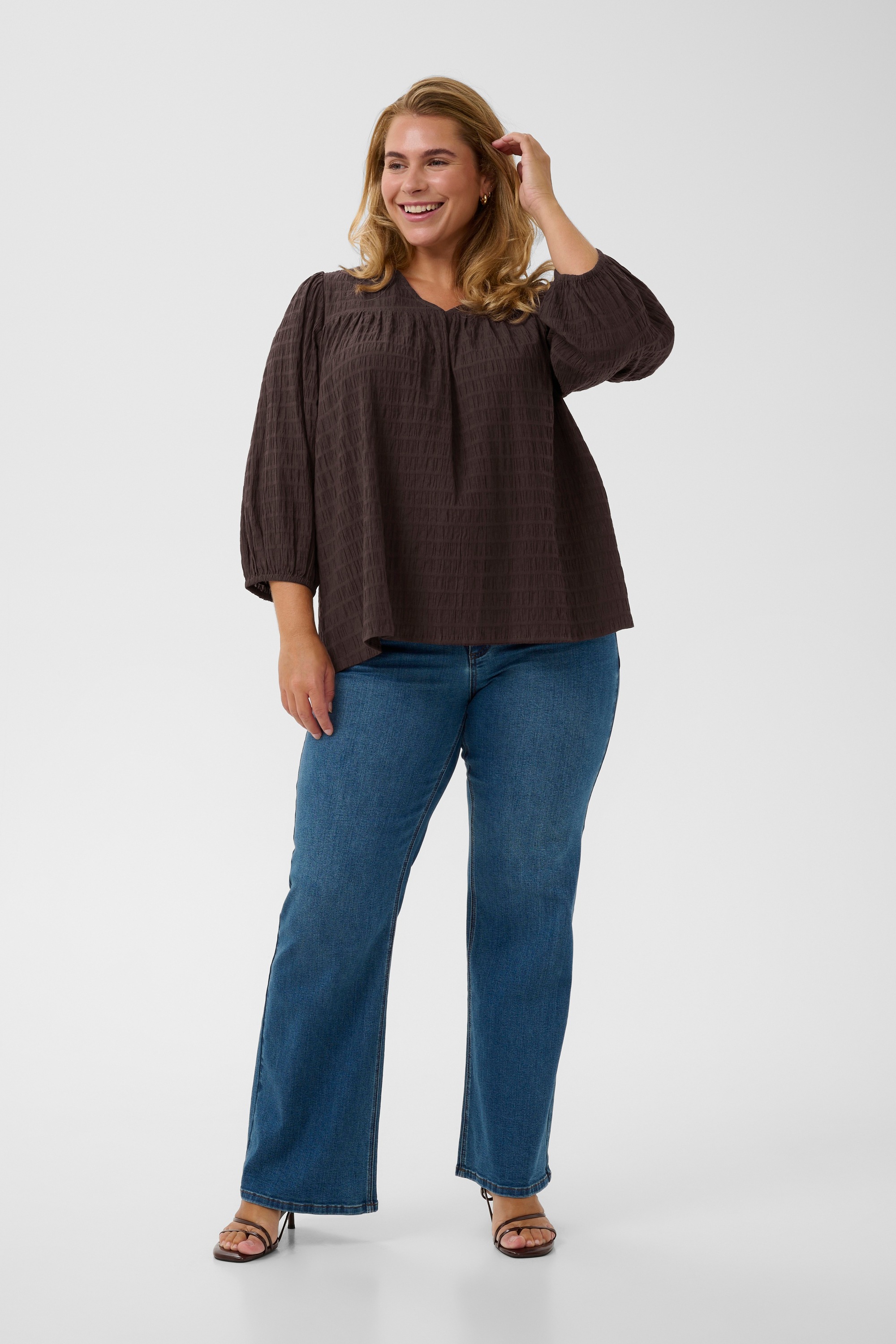 KAFFE Curve Langarmbluse »Damen Bluse langarm KCmaisie«