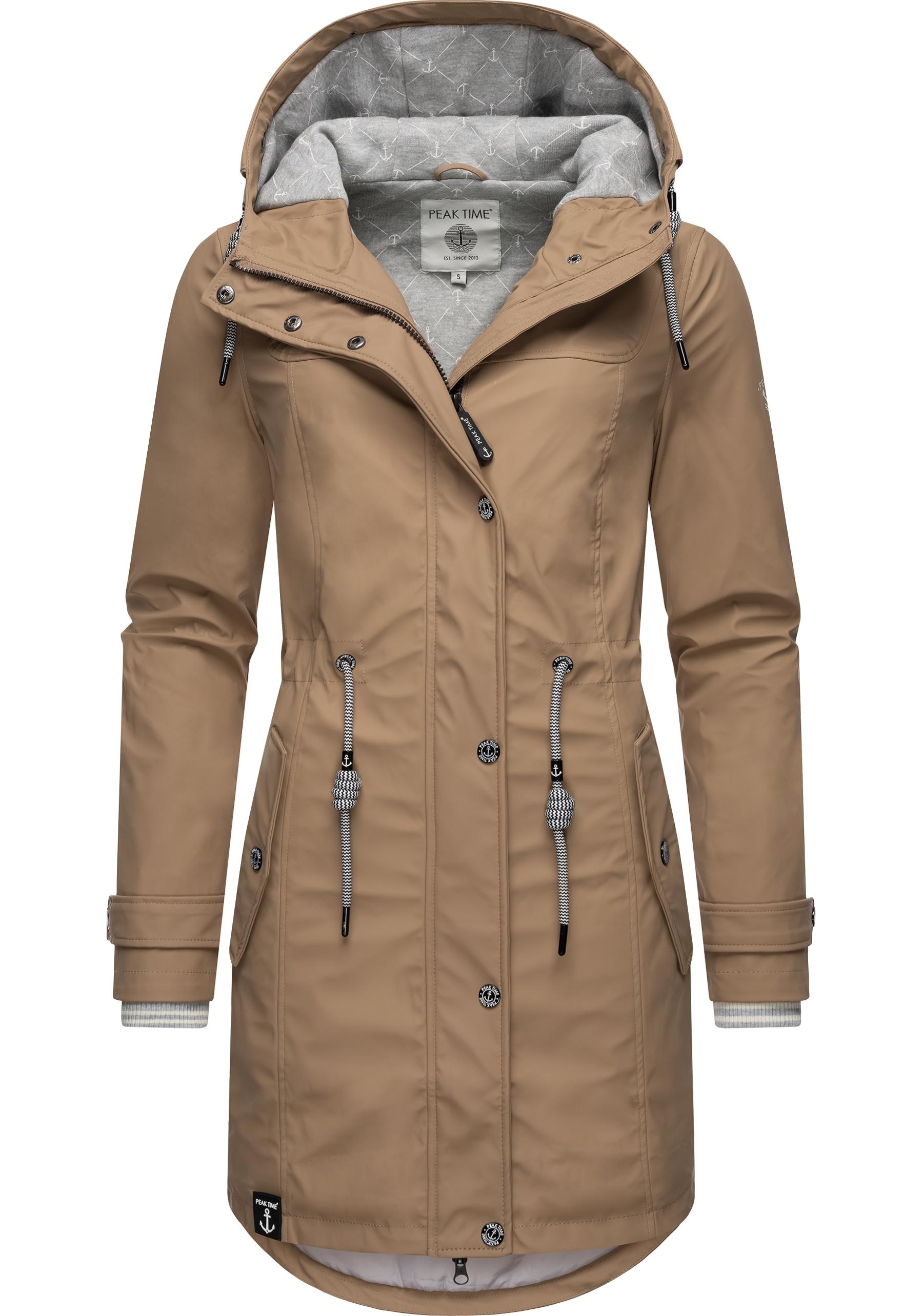 PEAK TIME Regenjacke "L60042", mit Kapuze, stylisch taillierter Regenmantel für Damen