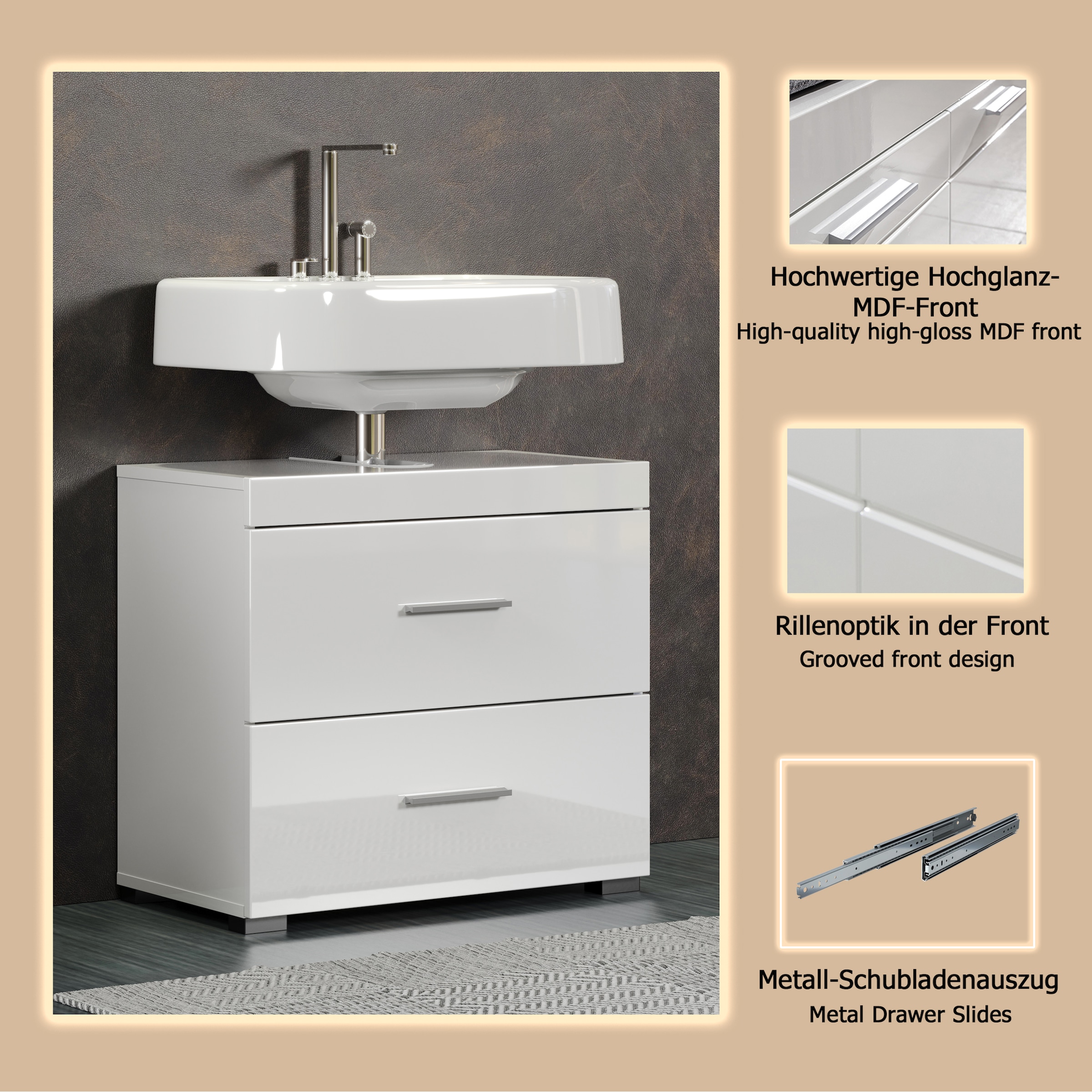 welltime Waschbeckenunterschrank »Avena« 1 Stk. tlg.