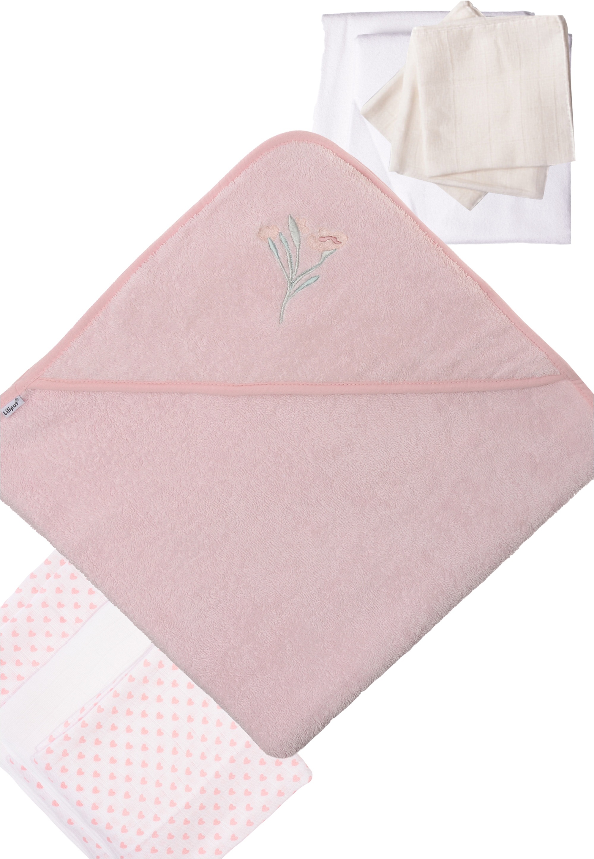 Liliput Erstausstattungspaket »Blume« 9-teilig mit saugfähigem Frottee-Kapuzenbadetuch