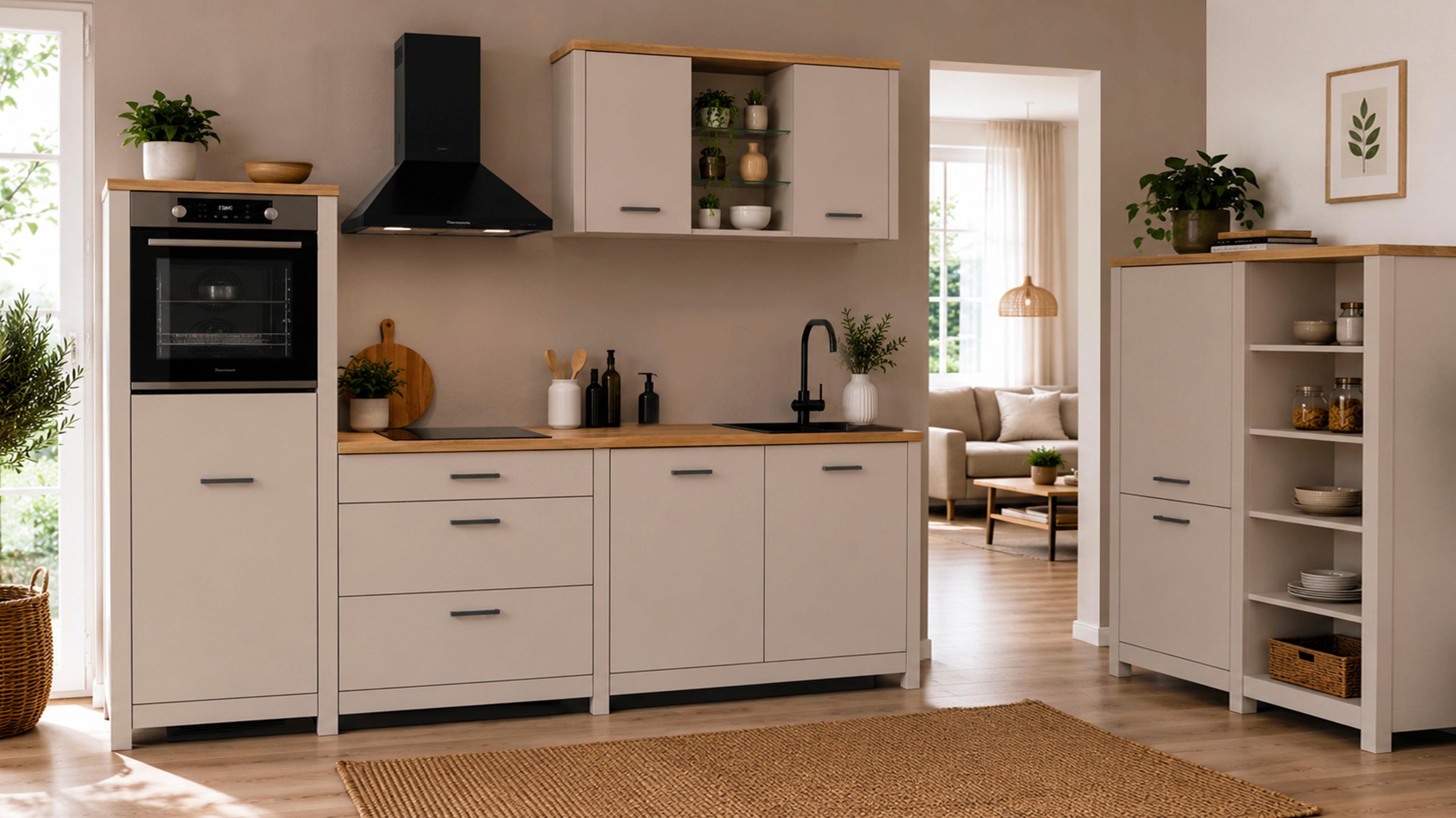 Inter Link Küchenzeile »Pienza, Einbauküche, Küchenblock, Küchenmodul, Kompaktküche« Ohne E-Geräte für Spülmaschine Kochfeld Backofen Kühlschrank B: 430 cm