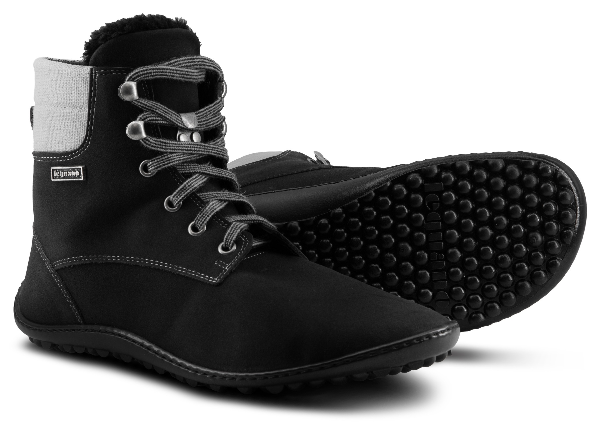 Barfußschuh LEGUANO "Icebare", Herren, Gr. 36, schwarz, Lederimitat, Textil, Schuhe Barfußschuh, Bequemschuh, Schnürboots, speziell entwickelte Halbkugel-Sohle 3