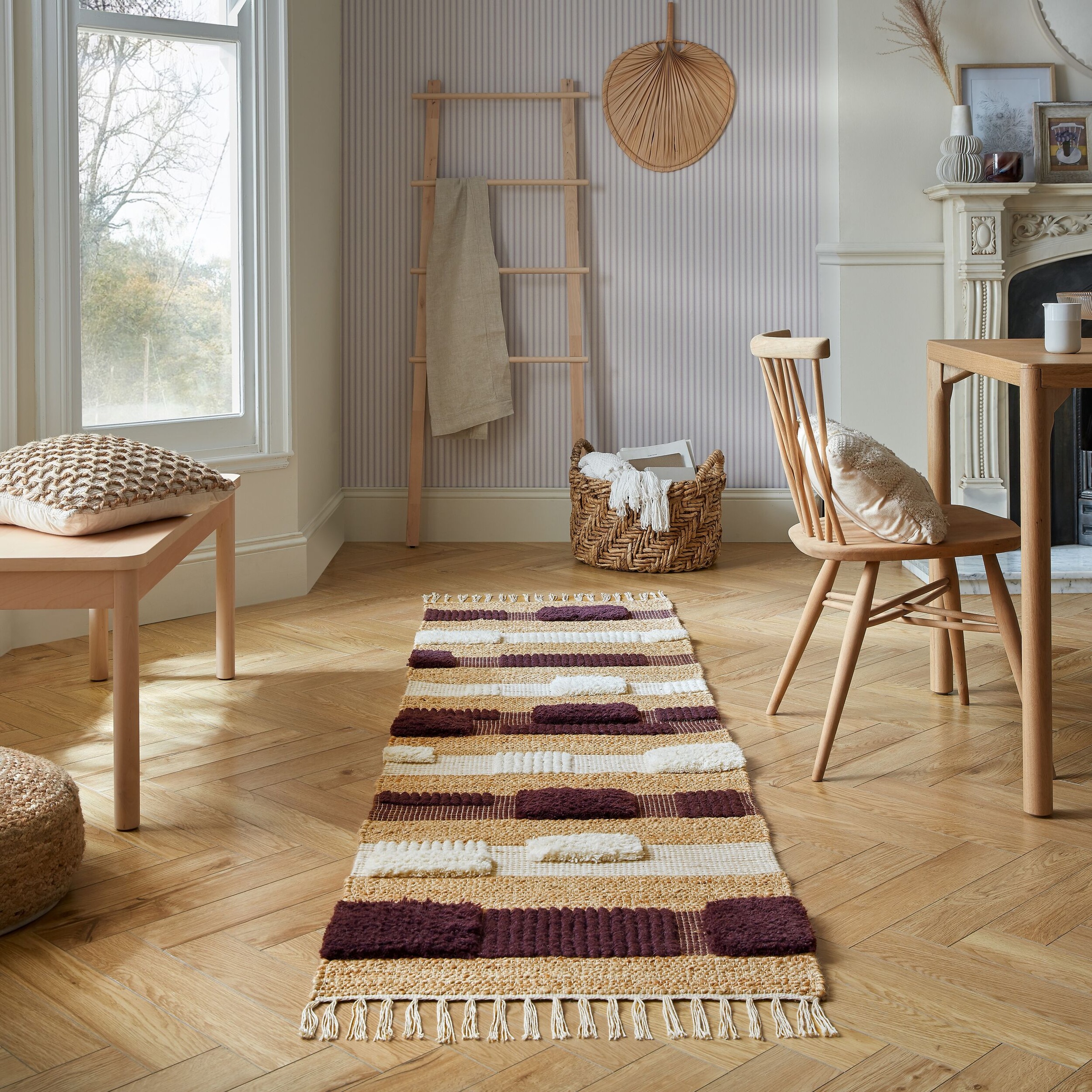 FLAIR RUGS Teppich "Medina Blocks, mit abstrakten Linien" rechteckig 22 mm Höhe aus Jute/-und Wollmischung, mit Hoch-Tief-Struktur, gemustert
