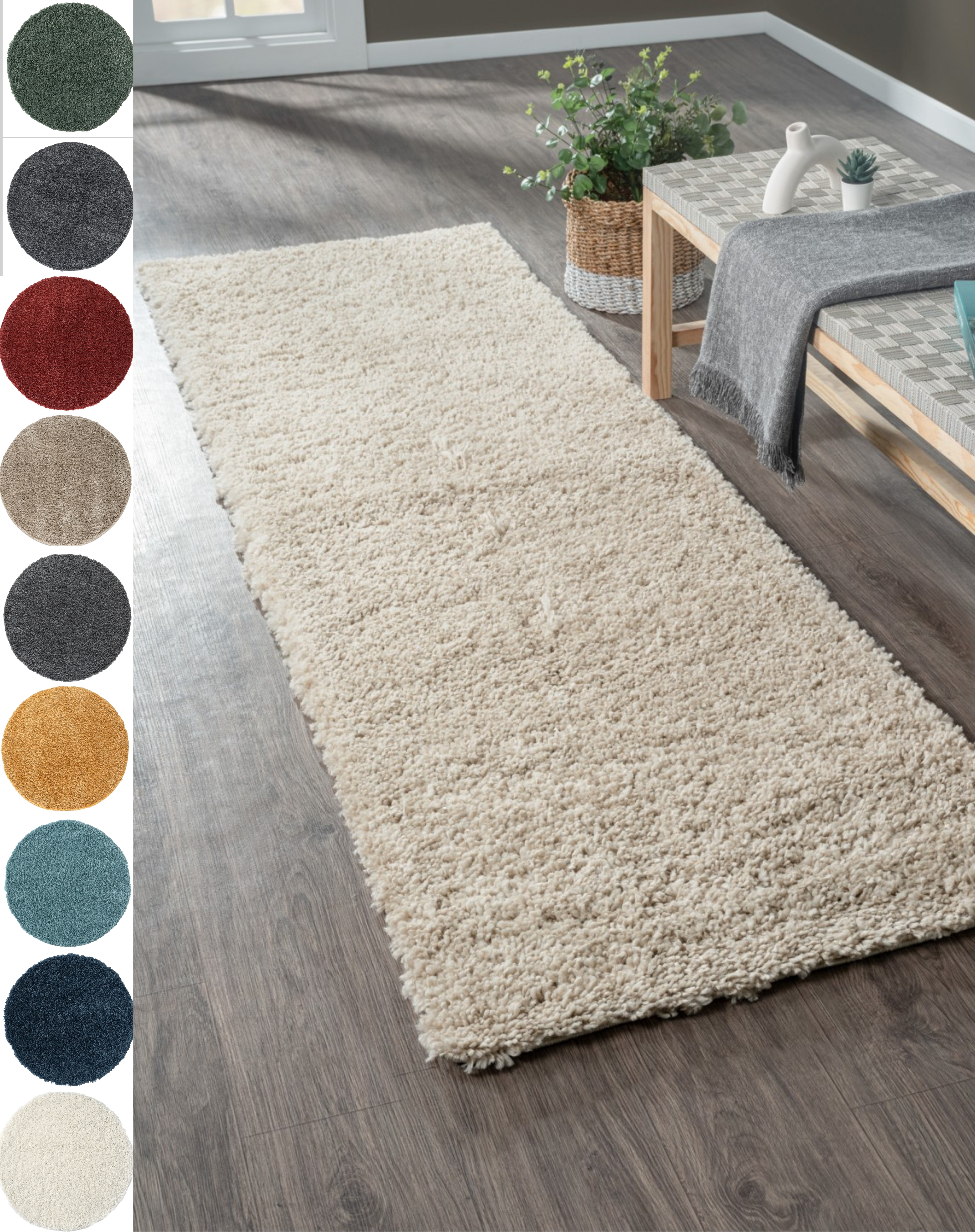 Myflair Möbel & Accessoires Hochflor-Läufer "My Shaggy" rechteckig 37 mm Höhe Shaggy, Uni Farben, leicht glänzend, Microfaser, extra flauschig