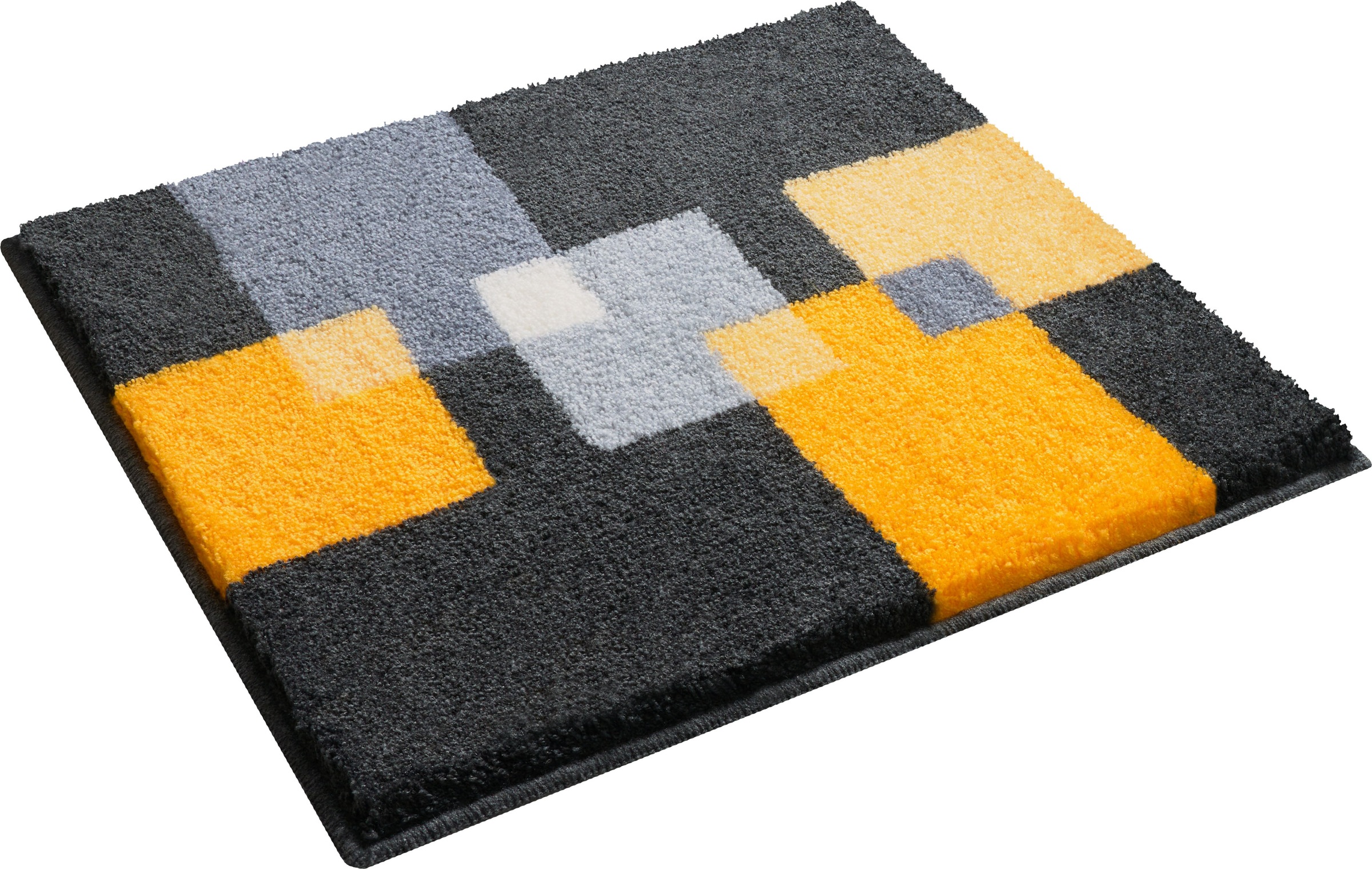 Grund Badematte "Paxos" Höhe 20 mm rutschhemmend beschichtet fußbodenheizungsgeeignet  strapazierfähig geometrisches Design, modern, flauschig, softer Flor, Made in Europe