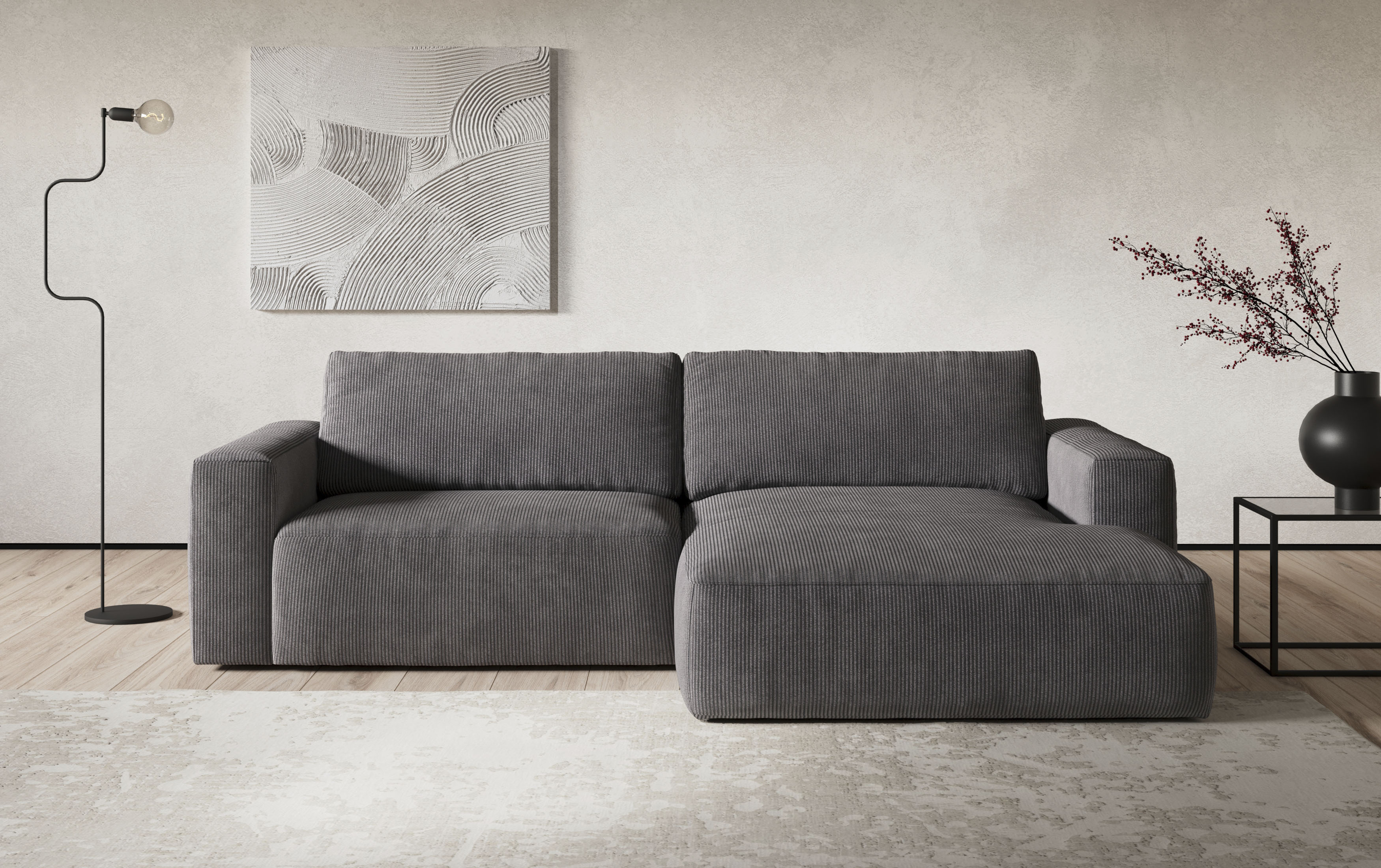 COTTA Ecksofa "Lasso L-Form, B: 288 cm, XL Sofa, Top Modern" XL Recamiere B:114 cm, bequeme Wellenunterfederung, viele Stoffe