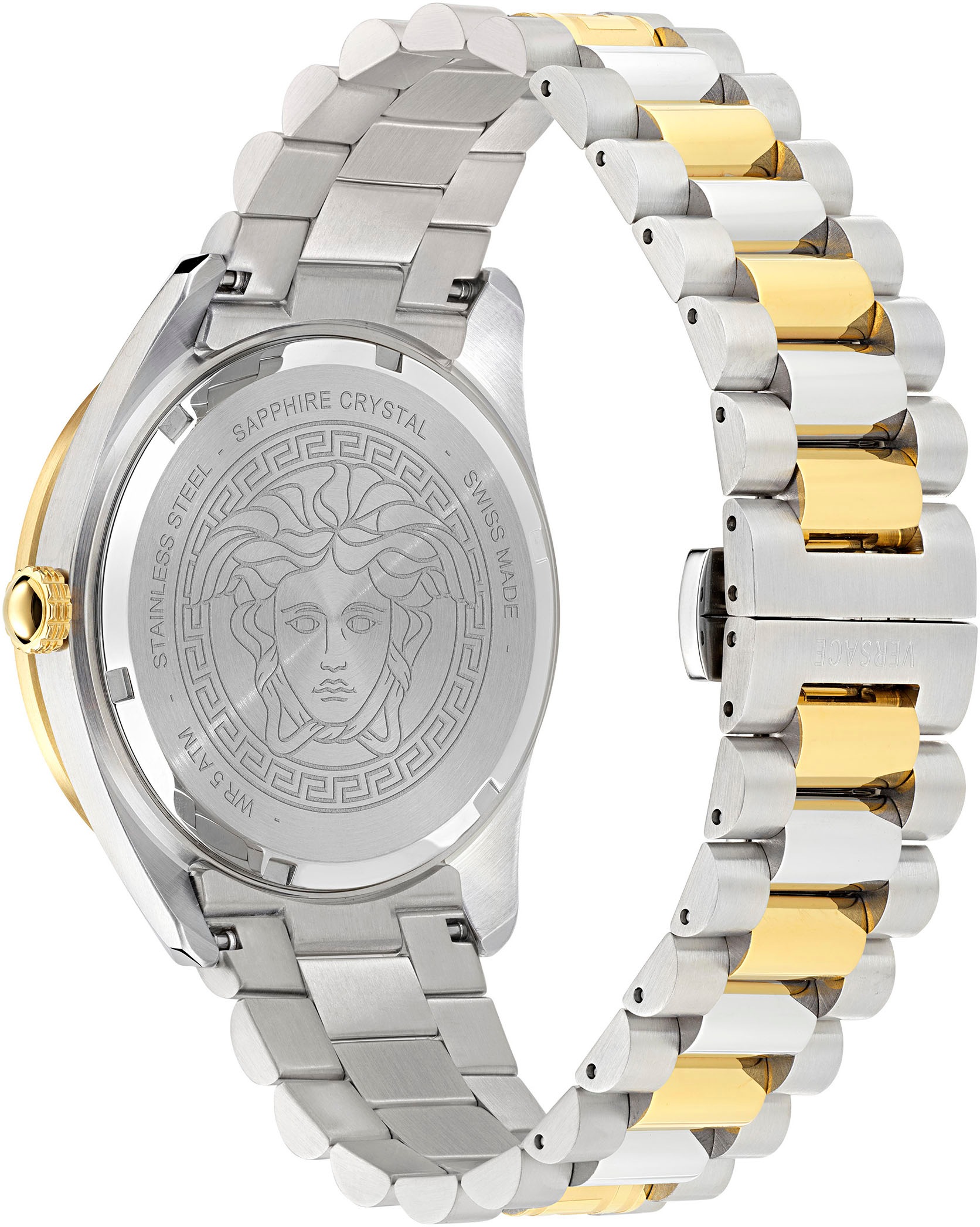 Versace Quarzuhr »V DOME«, Armbanduhr, Herrenuhr, Swiss Made, Leuchtindizes (Zifferblatt), Datum