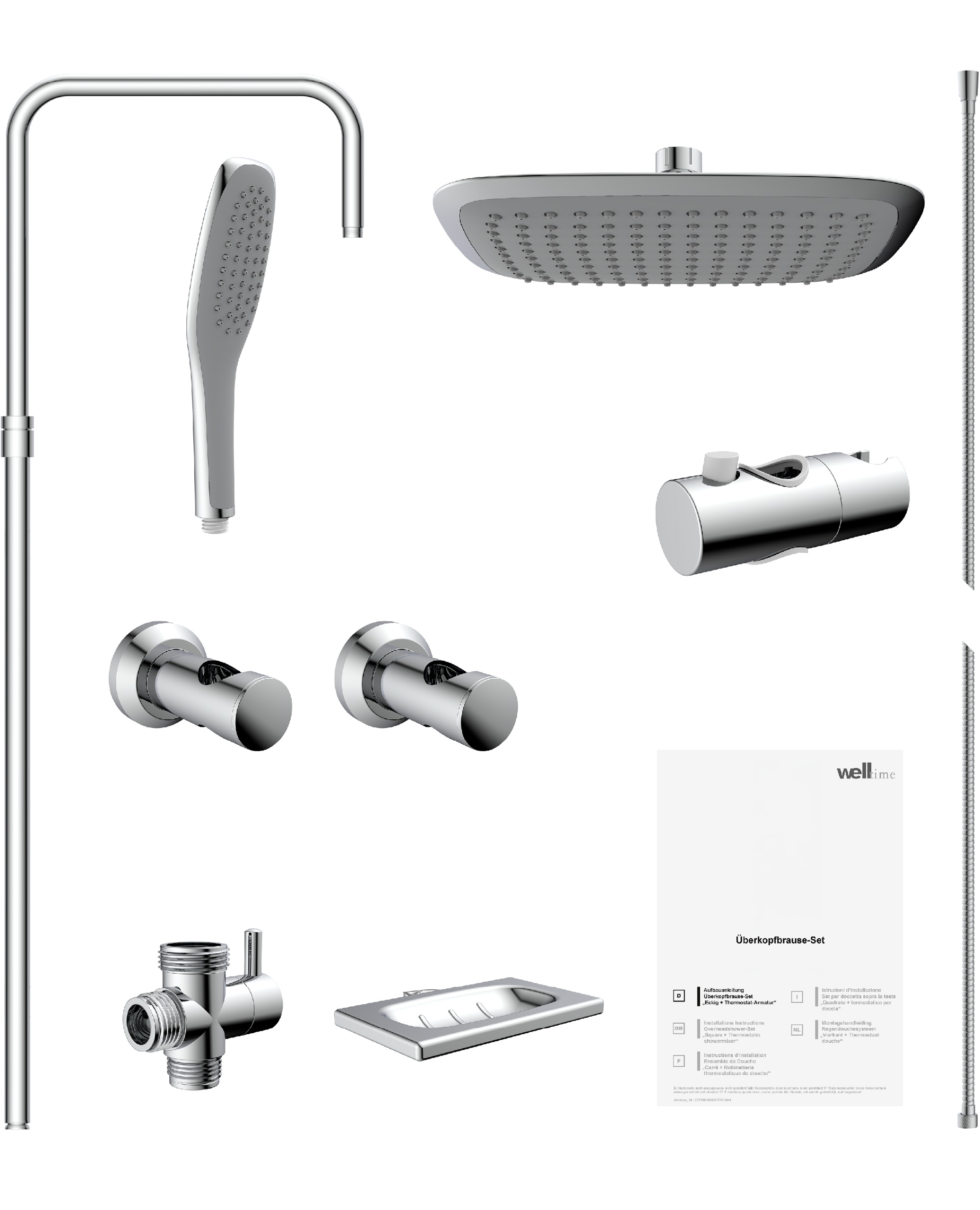 Thumbnail - welltime Brausegarnitur "FABIA" Packung, hochwertiges Überkopfbrause-Set