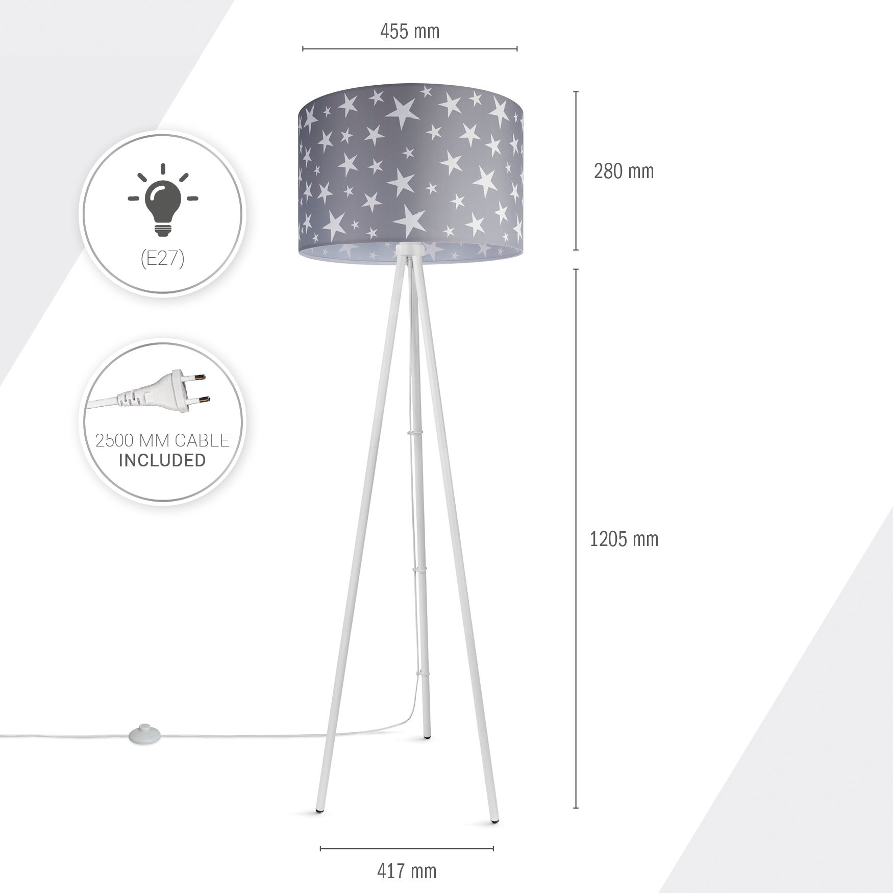 Paco Home Stehlampe »Trina Capri«, Leuchtmittel E27 | ohne Leuchtmittel, Kinderlampe LED Kinderzimmer, Sternen-Motiv, Deko Stehleuchte E27